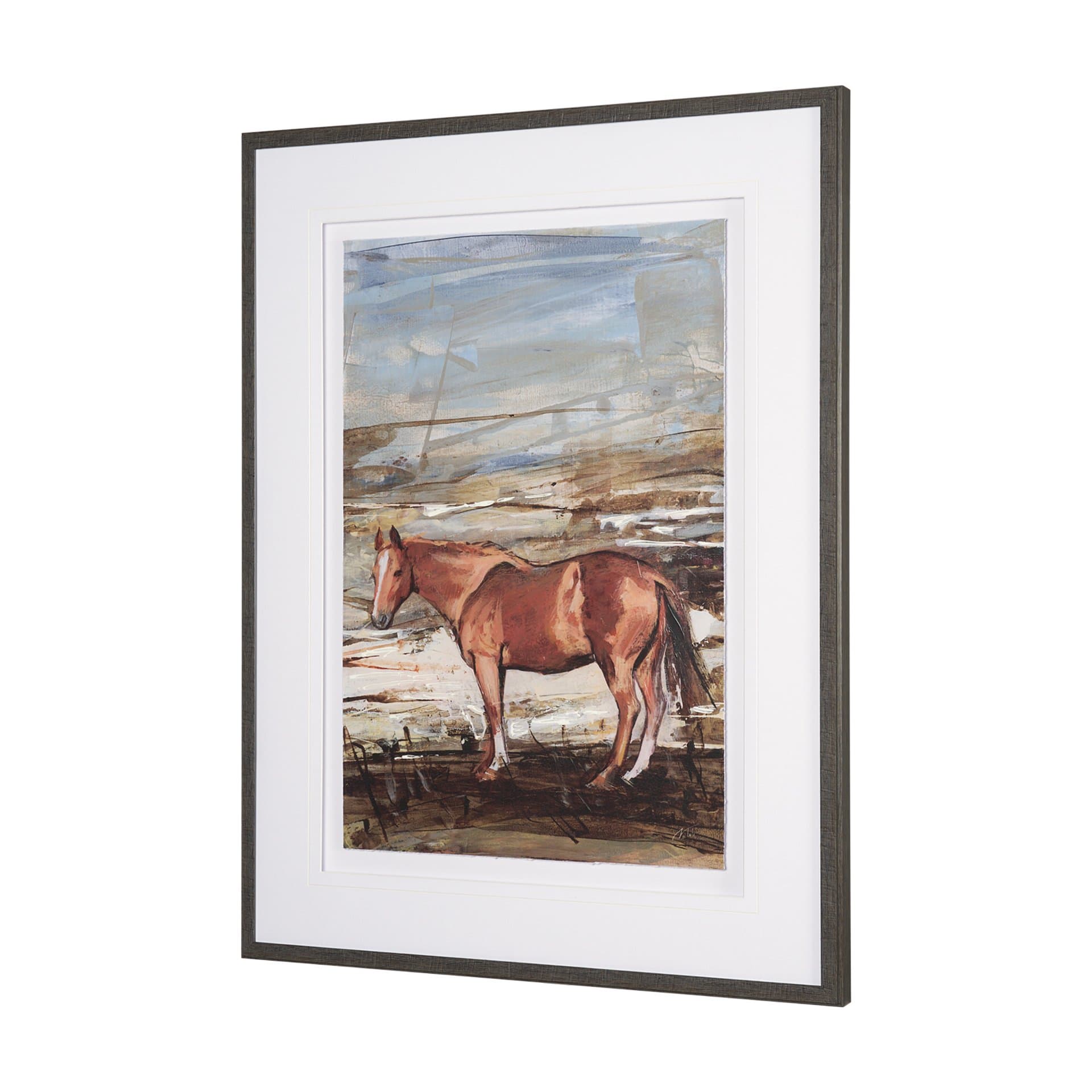 Equine Echoes II by Mercana Studio Hand Embelished Textured Framed Artwork Matted under Glass — product photograph