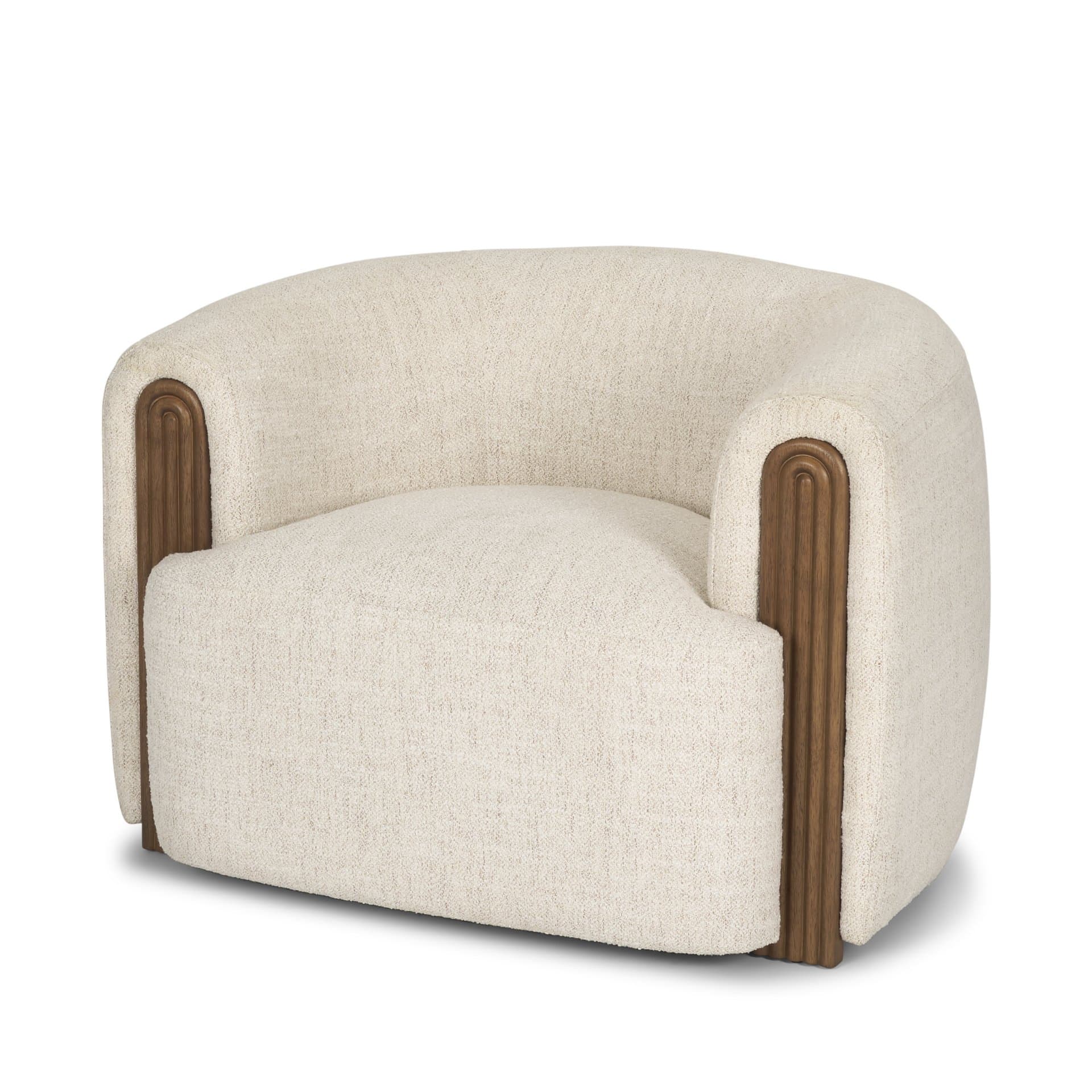 Kornelia Soft Oatmeal Fabric Barrel Accent Chair — product photograph