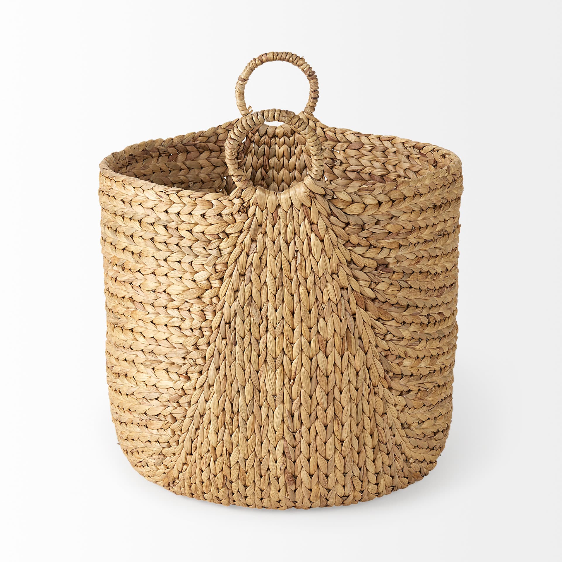 Sivan 19.7L x 19.7W x 23.6H (Set of 3) Light Brown Water Hyacinth Round Basket W/ Handles — product photograph
