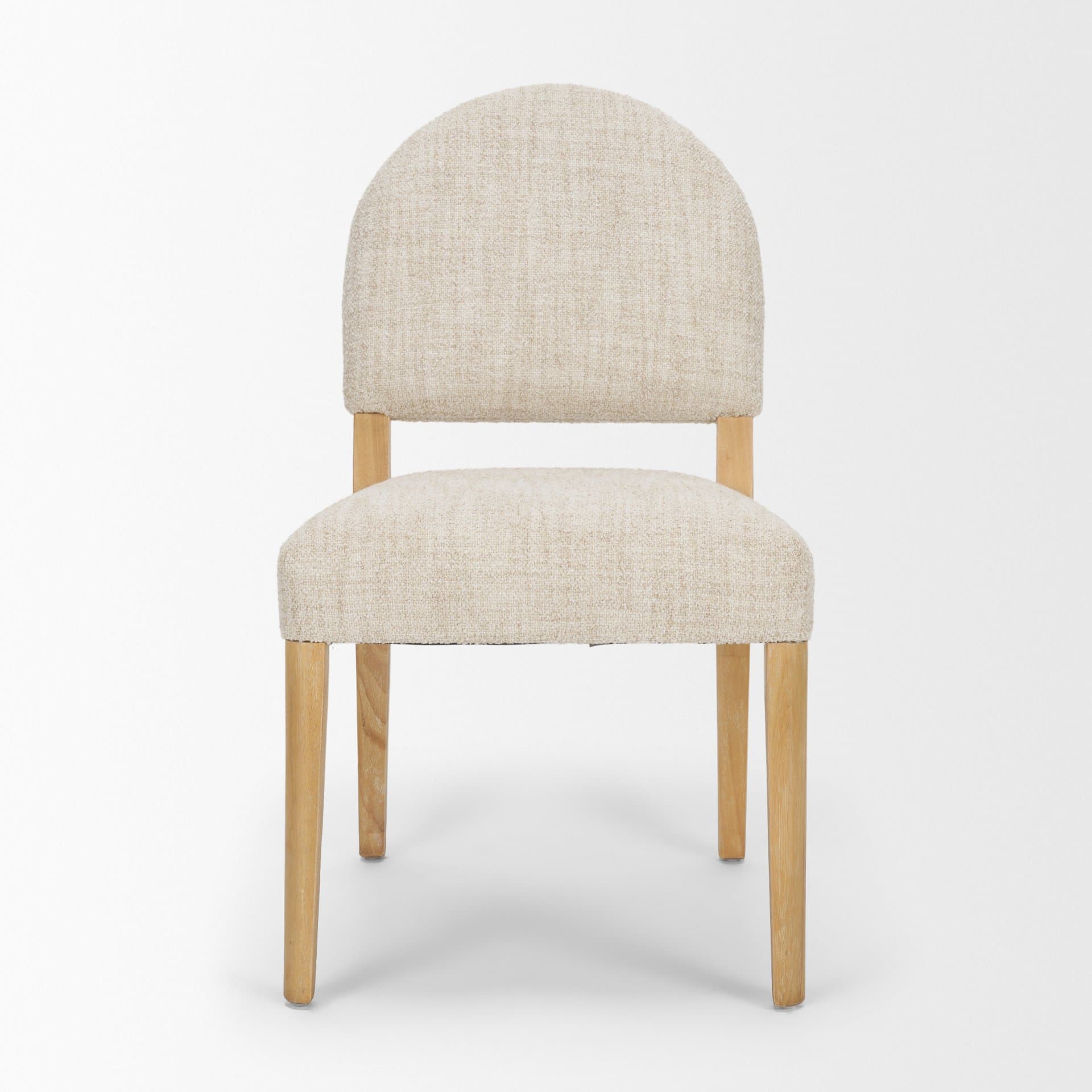 Martie Rounded Back Dining Side Chair | Oatmeal Fabric w/ Wood — product photograph