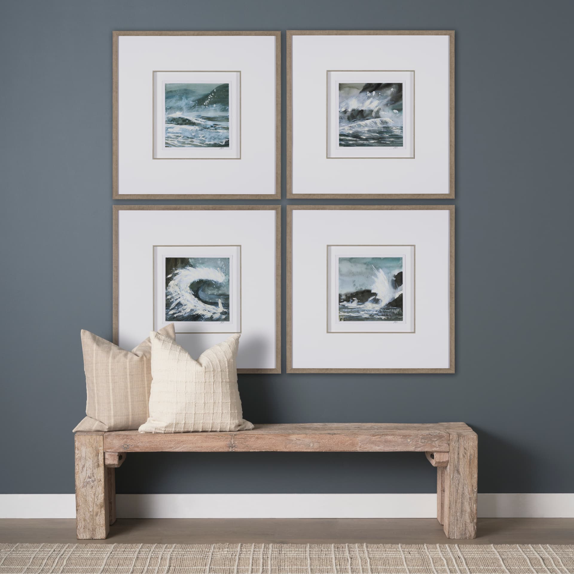 Stormy Coast II by Mercana Studio a Hand Embellished Framed Art Print Matted under Glass — in a styled room