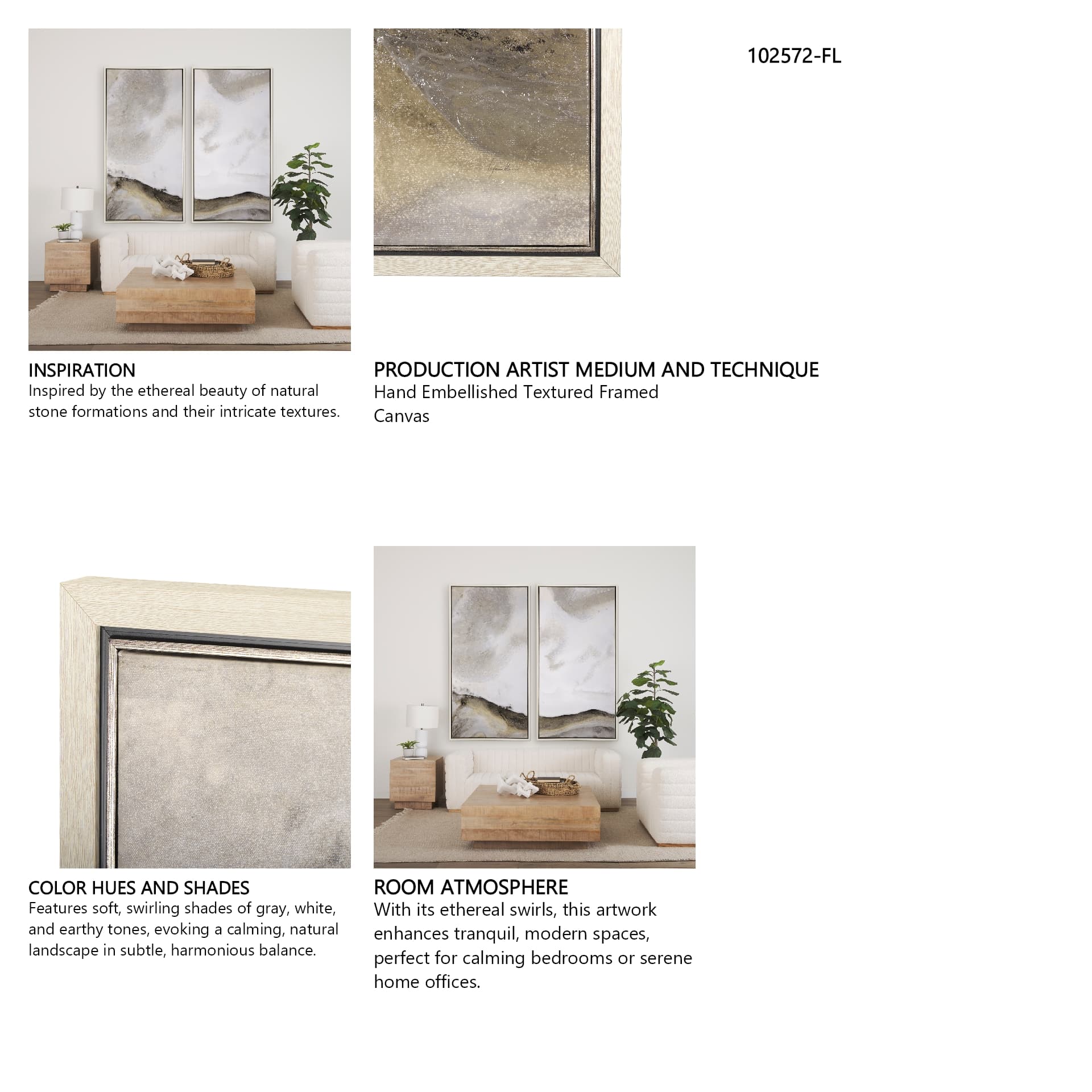 Sandy Waves I by Mercana Studio a Hand Embellished Textured Framed Canvas — in a styled room