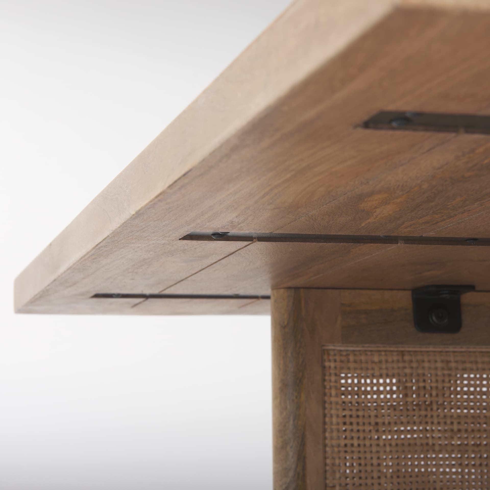 Grier 42" Square Light Brown Wood w/ Cane Coffee Table — product photograph