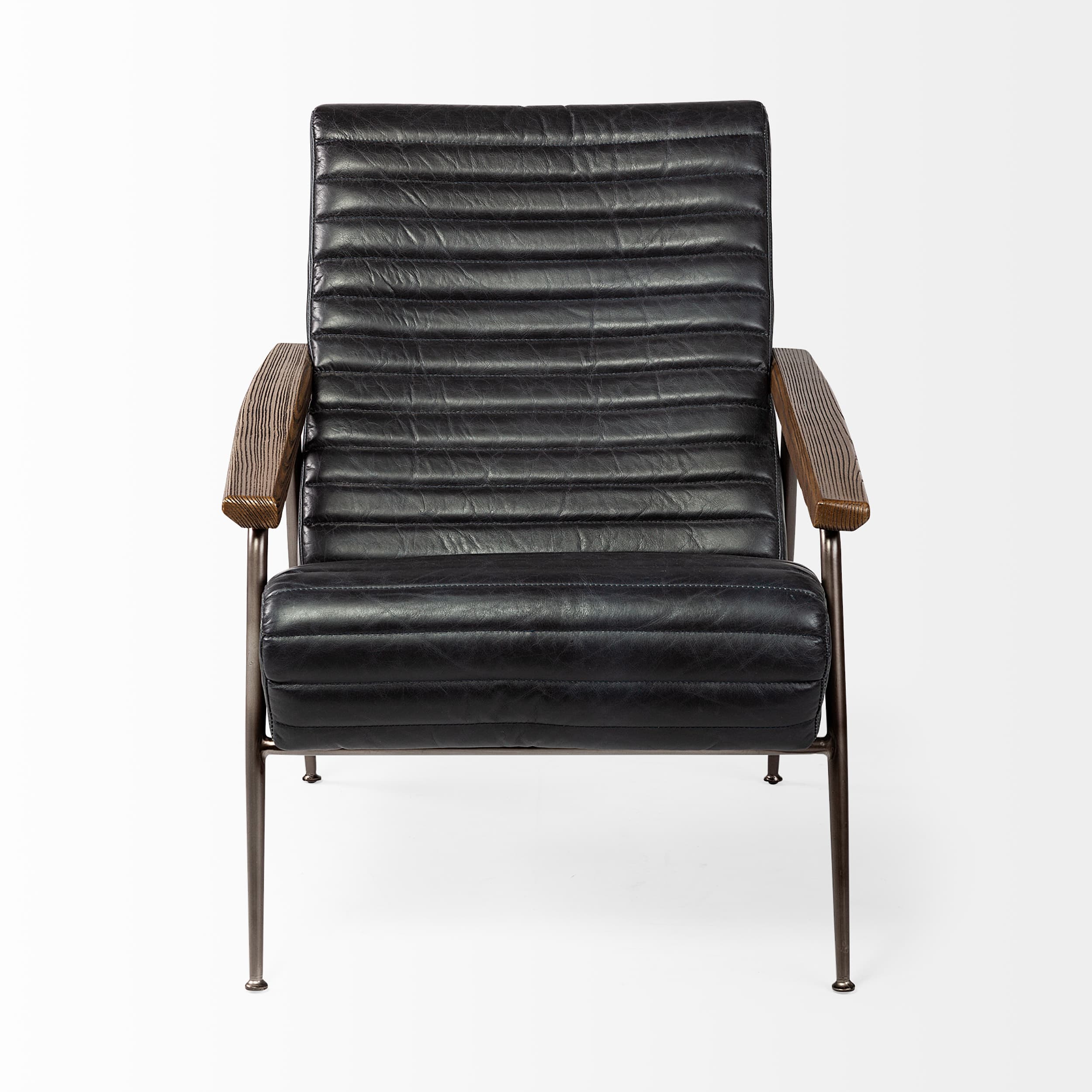Grosjean Black Leather Wrap Metal Frame Accent Chair — product photograph