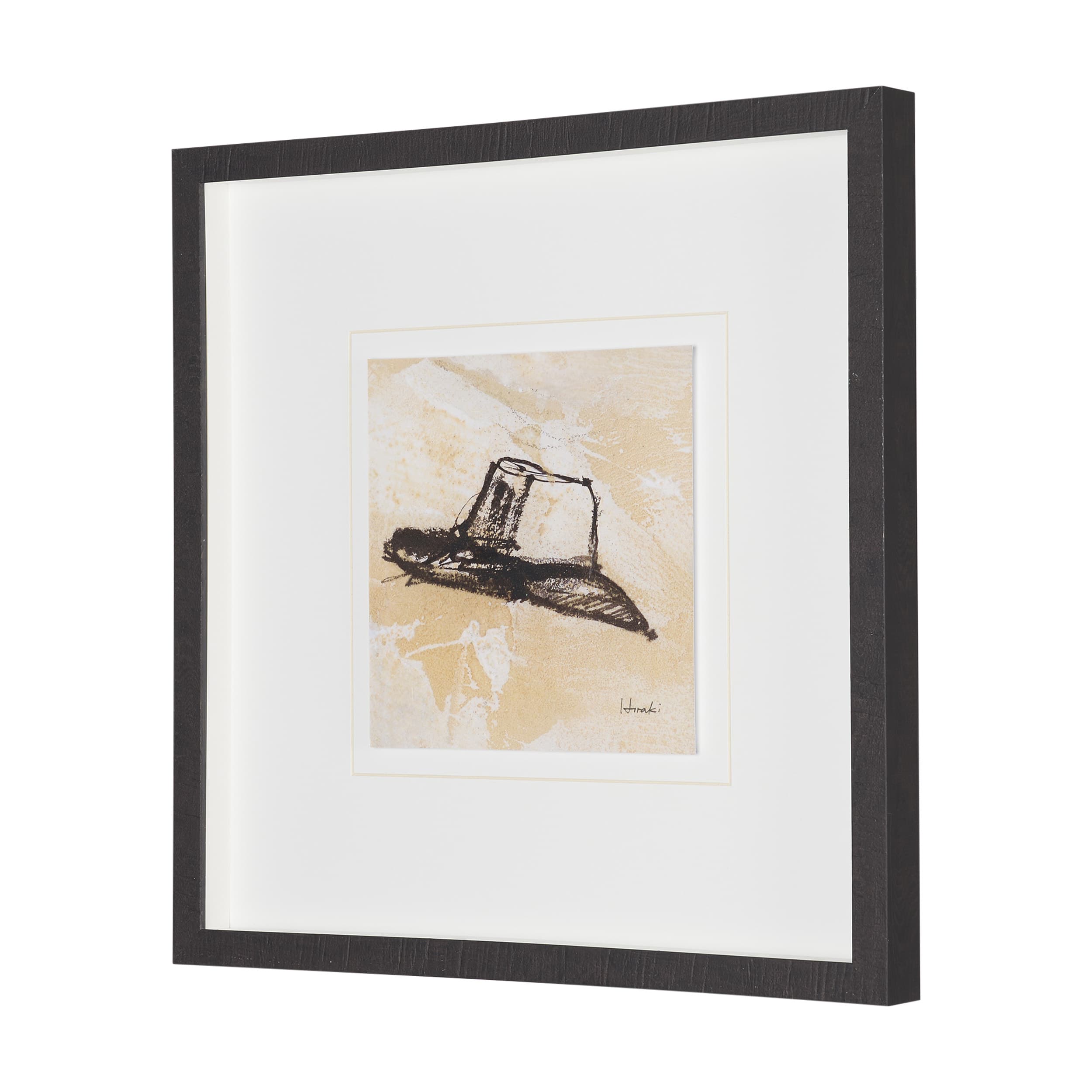 Straw by Mercana Studio Hand-Embellished Textured Framed Artwork Matted under Glass — product photograph