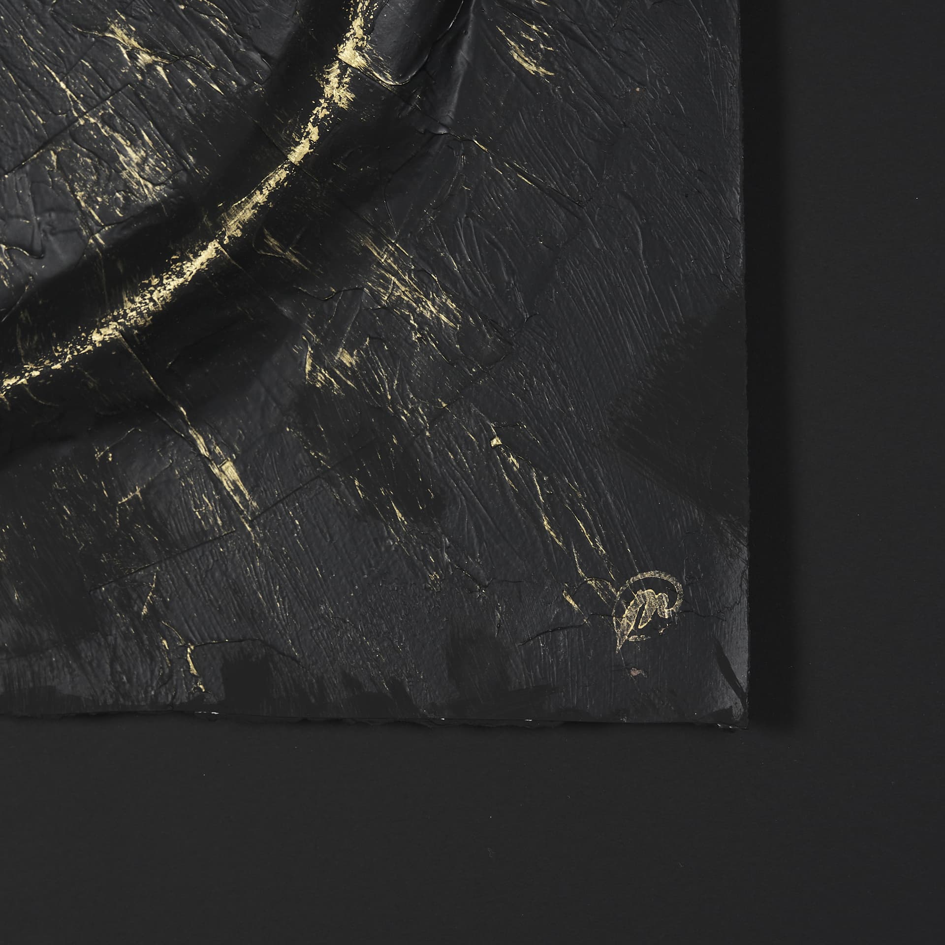 Equal Quadrants Black by Studio M a handmade Original Framed 3D Textured Artwork under Glass — product photograph