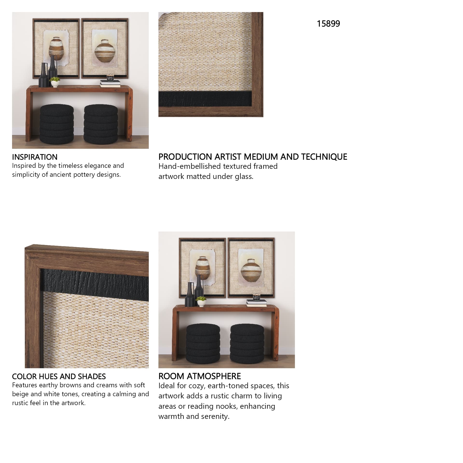 Peruvian Beginnings II by Mercana Studio Hand Embelished Textured Framed Artwork Matted under Glass — in a styled room