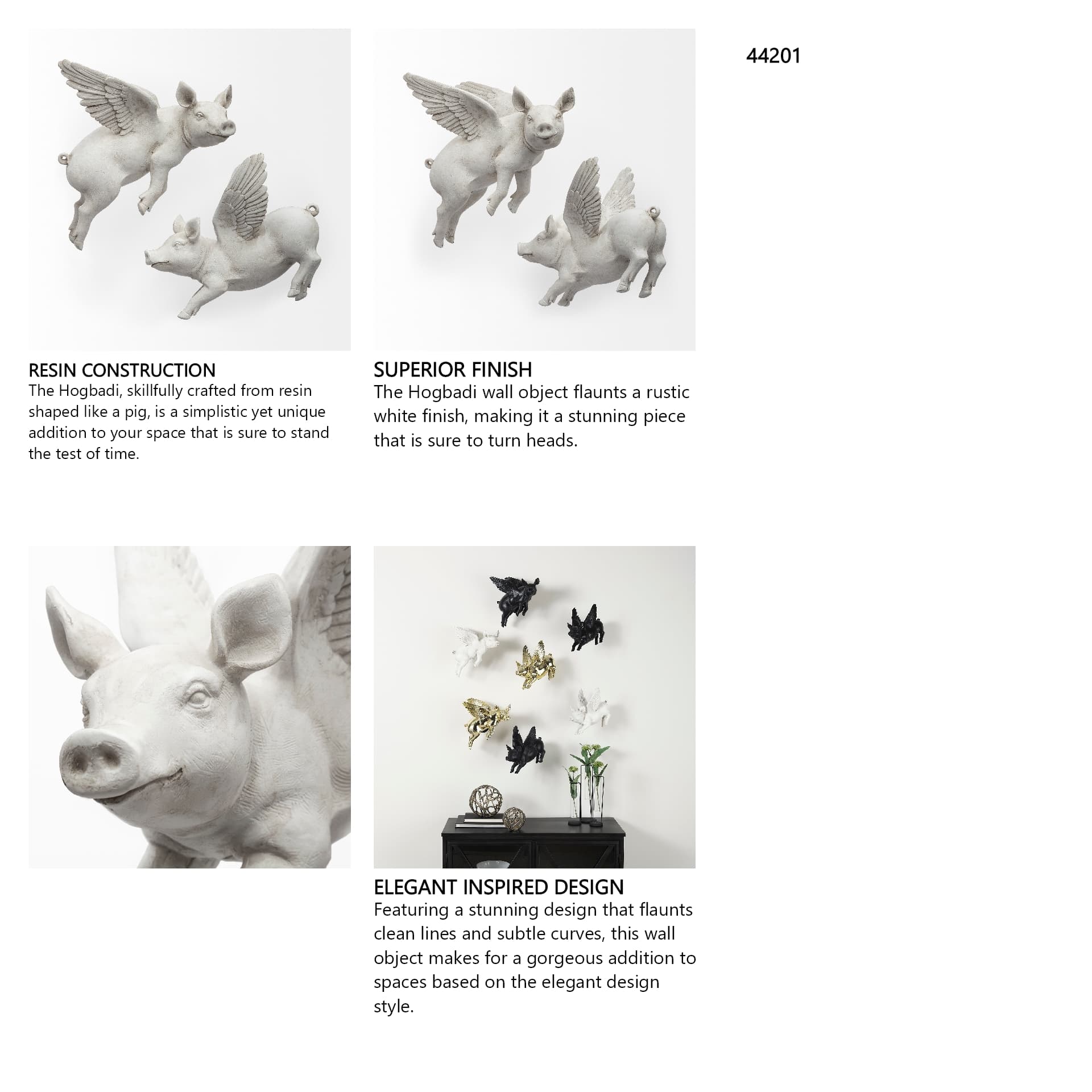 Hogbadi Set of 2 White Flying Pigs — in a styled room