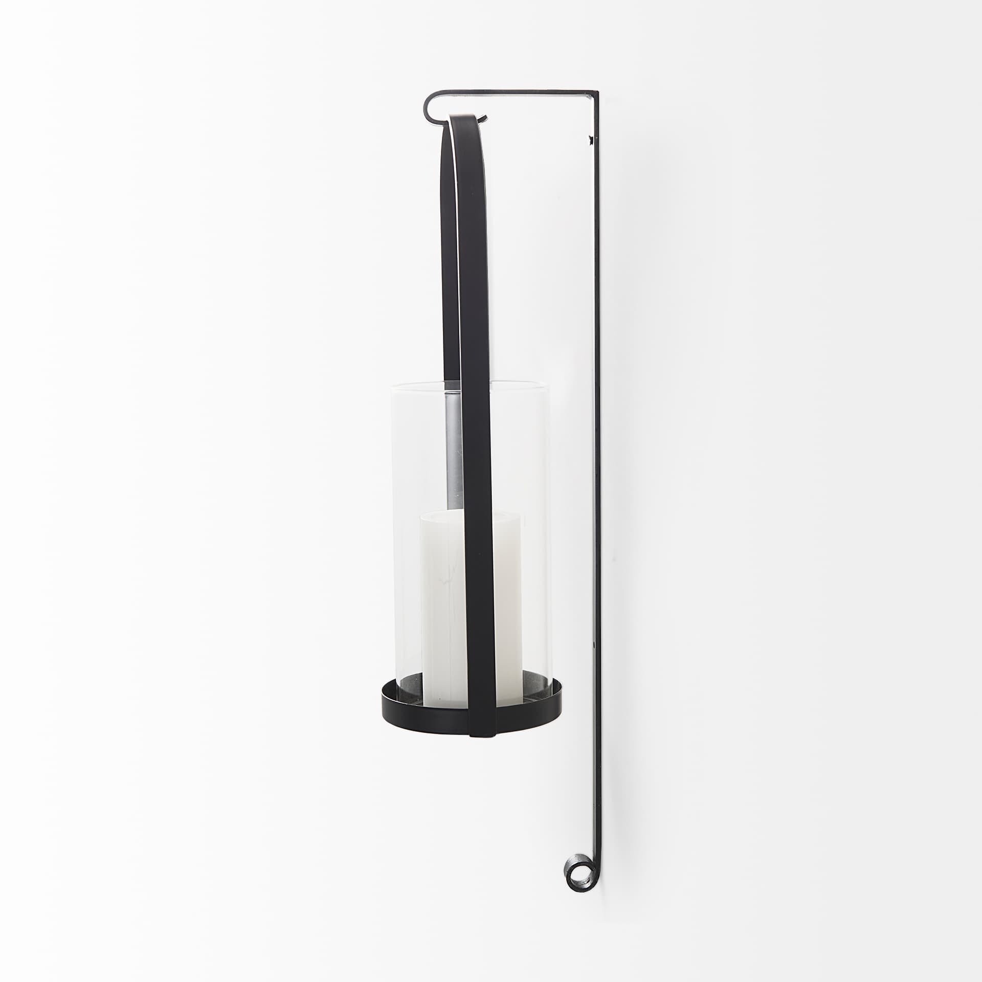 Kero 5.9L x 6.9W x 24.0H Black Metal Wall Candle Holder — product photograph
