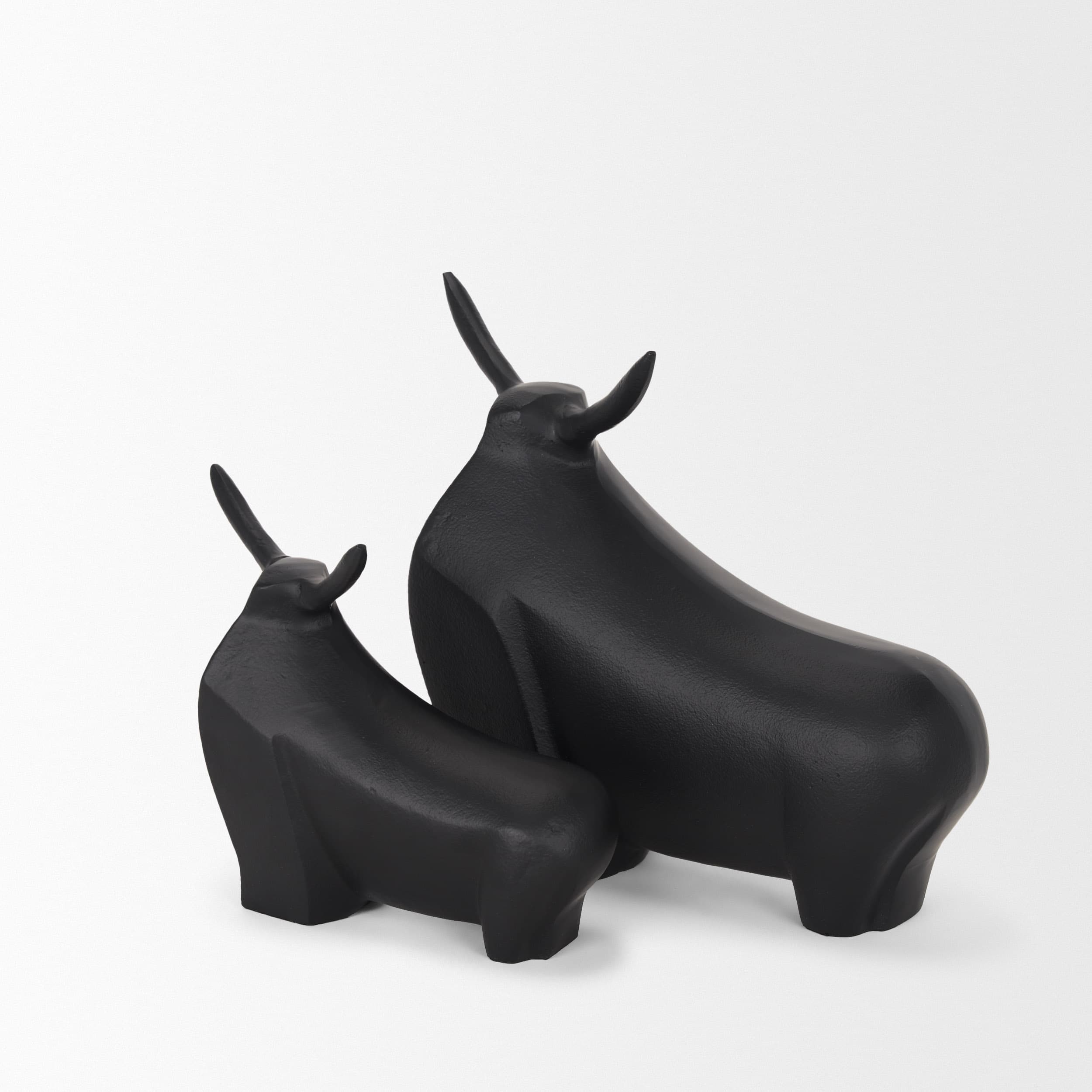 Radu Large Matte Black Metal Bull Decorative Object — product photograph