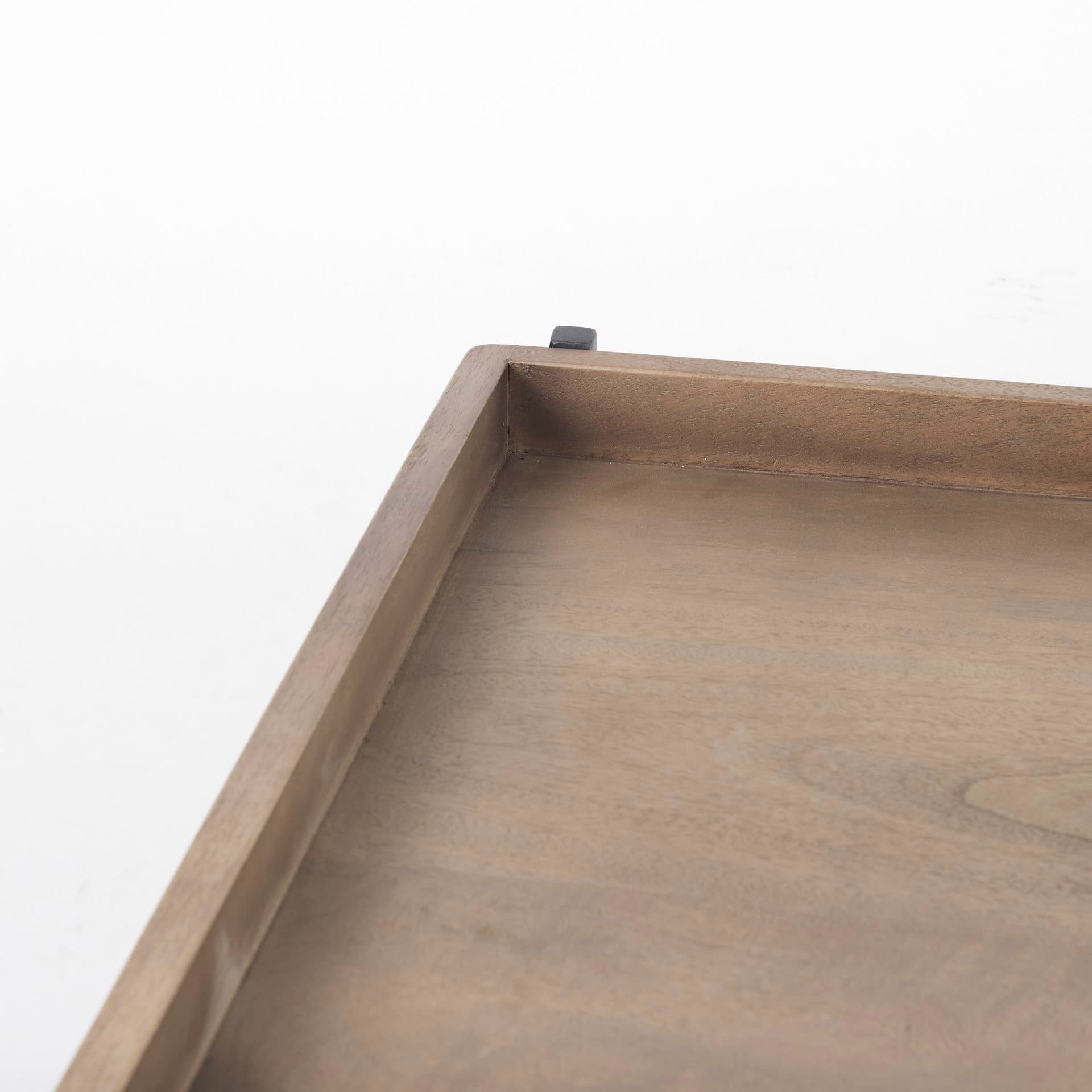 Trey 48x46 Rectangular Brown Solid Wood Top Table Black Metal Frame Two-Tier Coffee Table — product photograph
