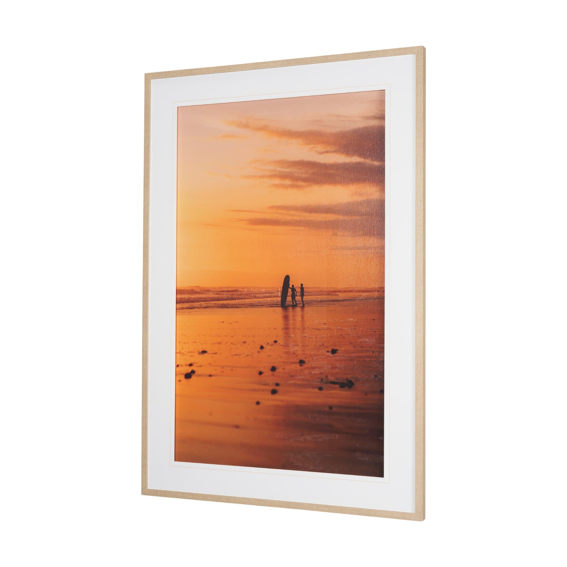 Bali Surfers by Stefan and Audrey Hand-Embellished Textured Framed Photo Print Matted under Glass — product photograph