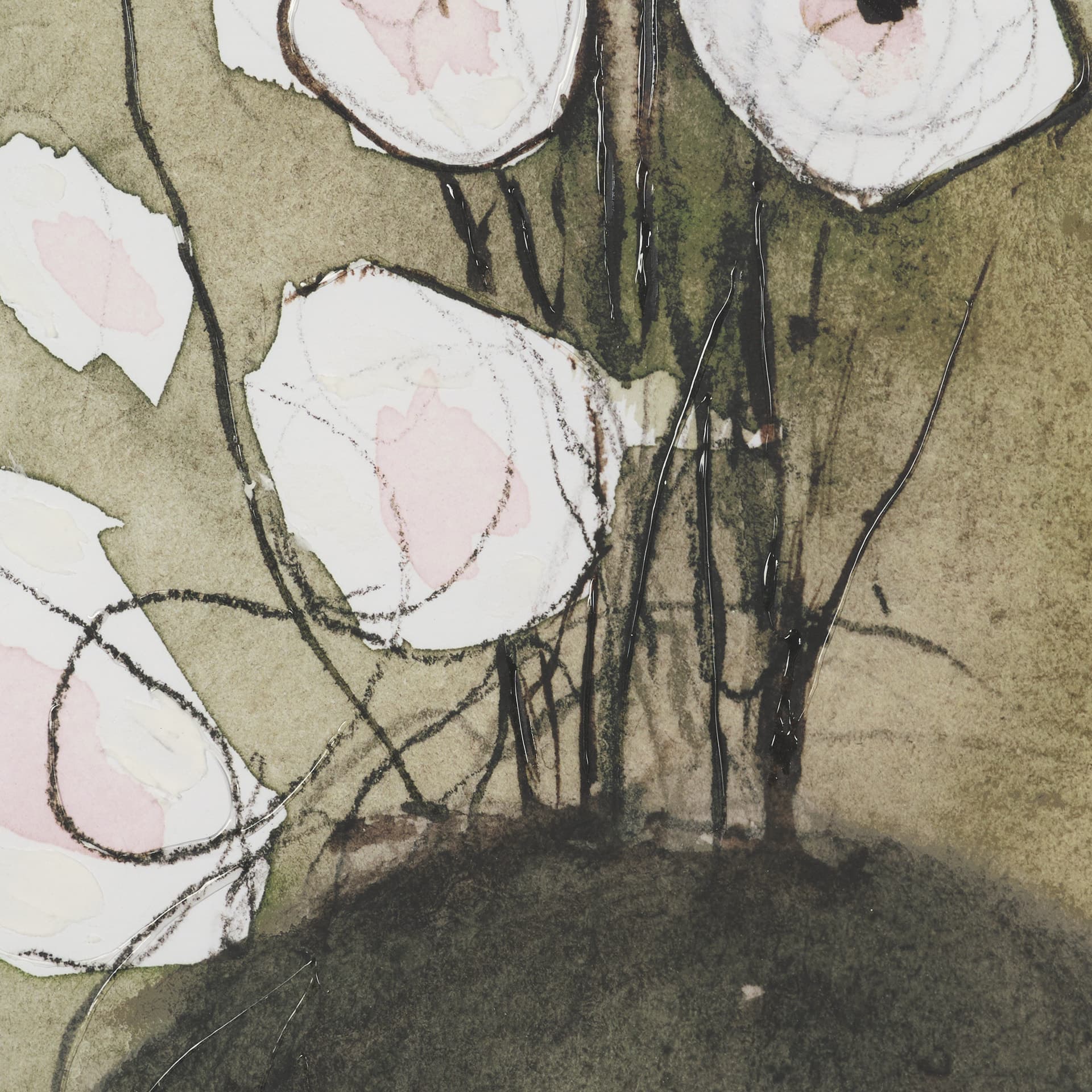Butterfly Ranunculus I by Mercana Studio Hand-Embellished Framed Artwork Matted under Glass — product photograph