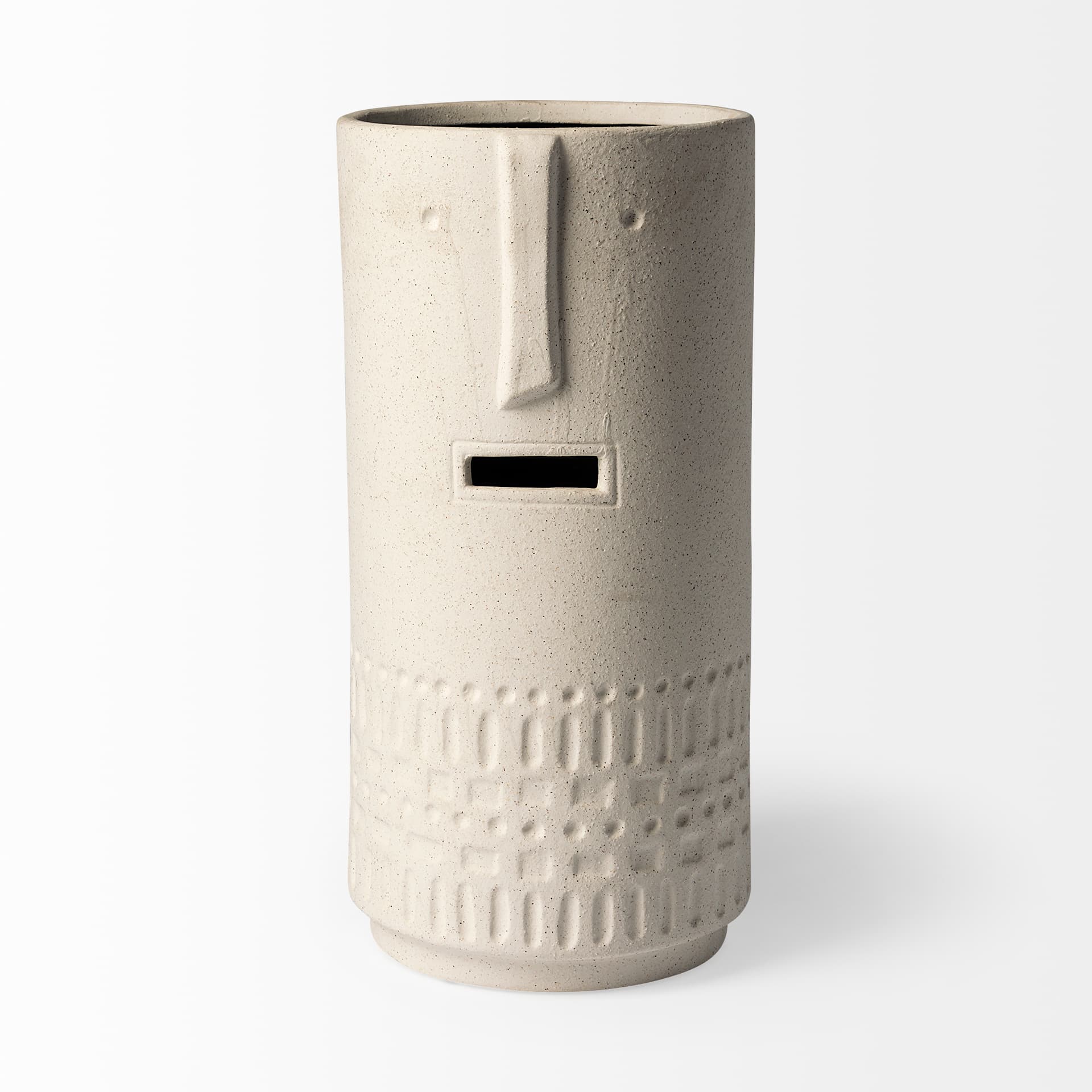 Jacob II Tall White Ceramic Smiling Face Vase — product photograph