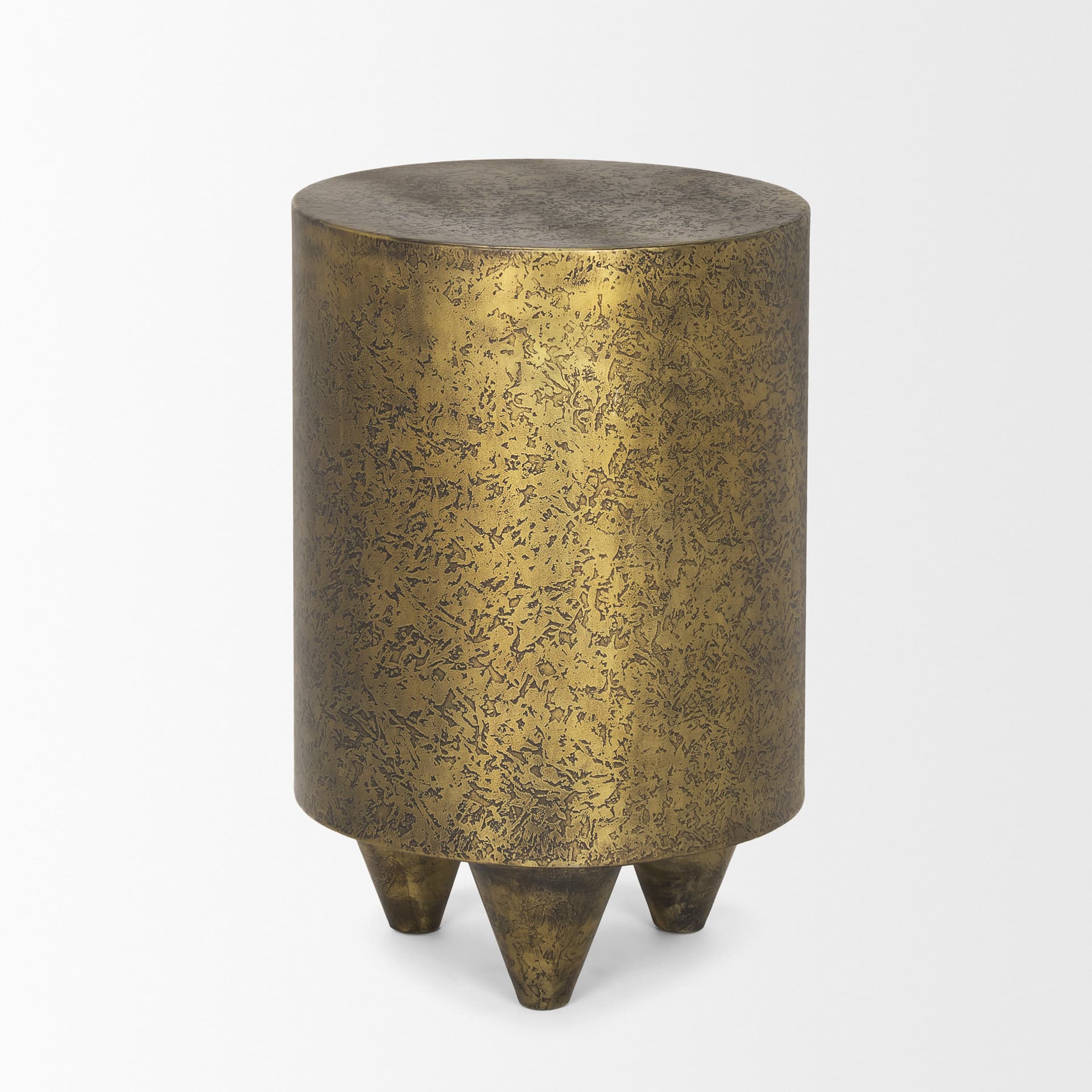 Rosh Textured Gold Metal w/ Acid Wash Accent Table — product photograph