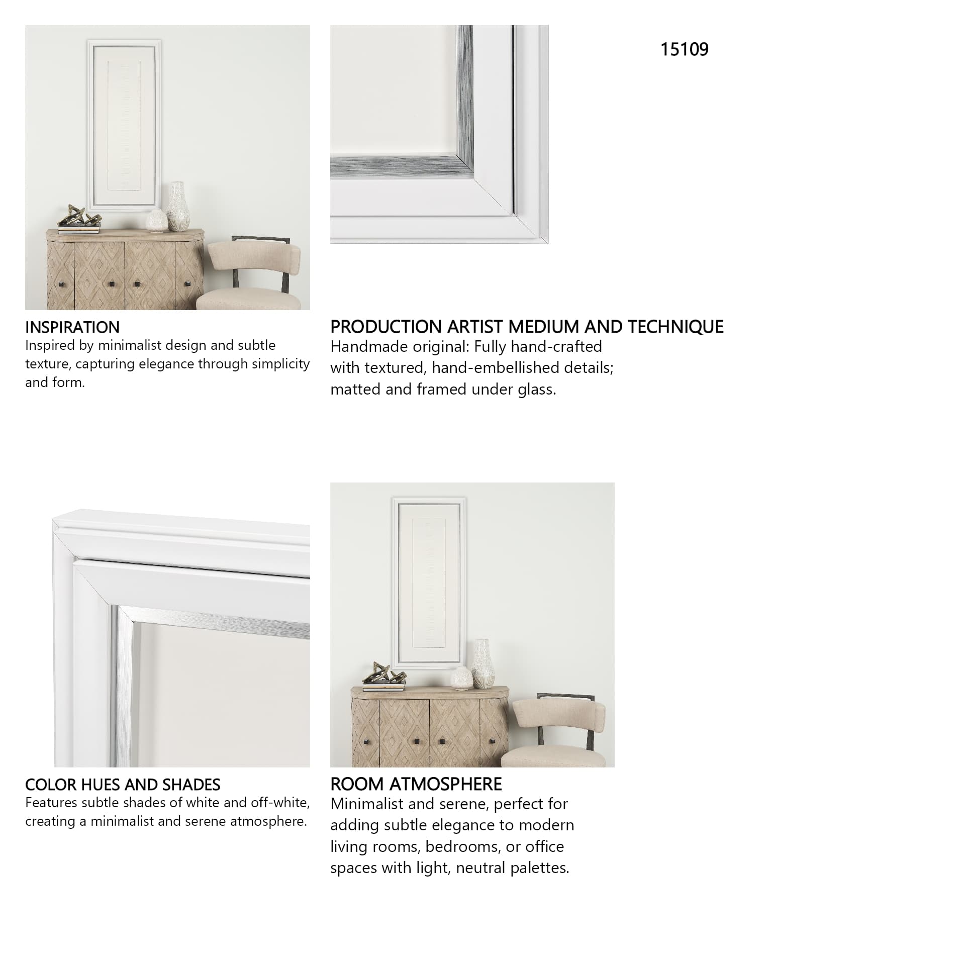 Random Lines White by Studio M a handmade Original Framed Artwork under Glass — in a styled room