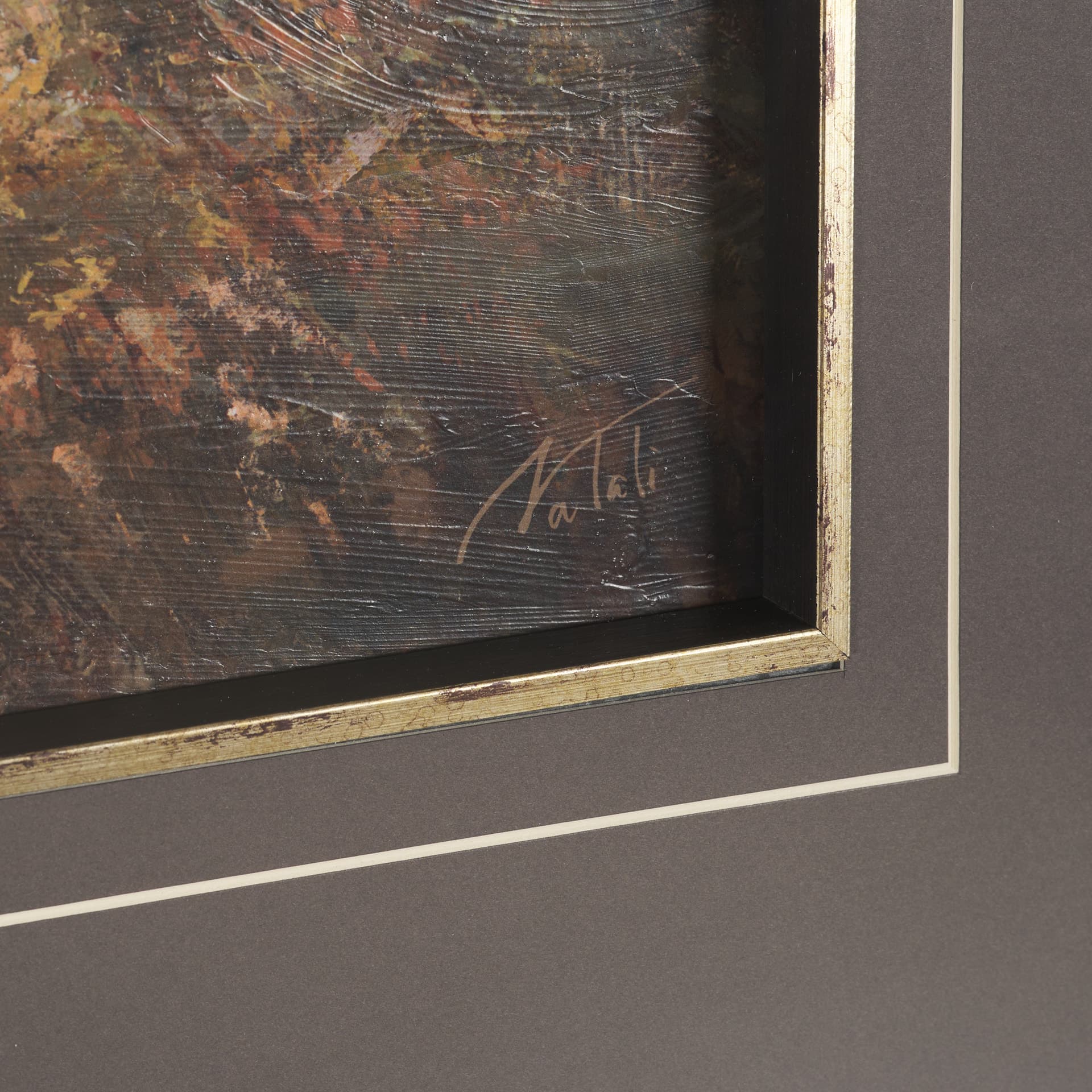 Horizon's Glow by Mercana Studio Hand-Embellished Textured Framed Artwork Matted under Glass — product photograph