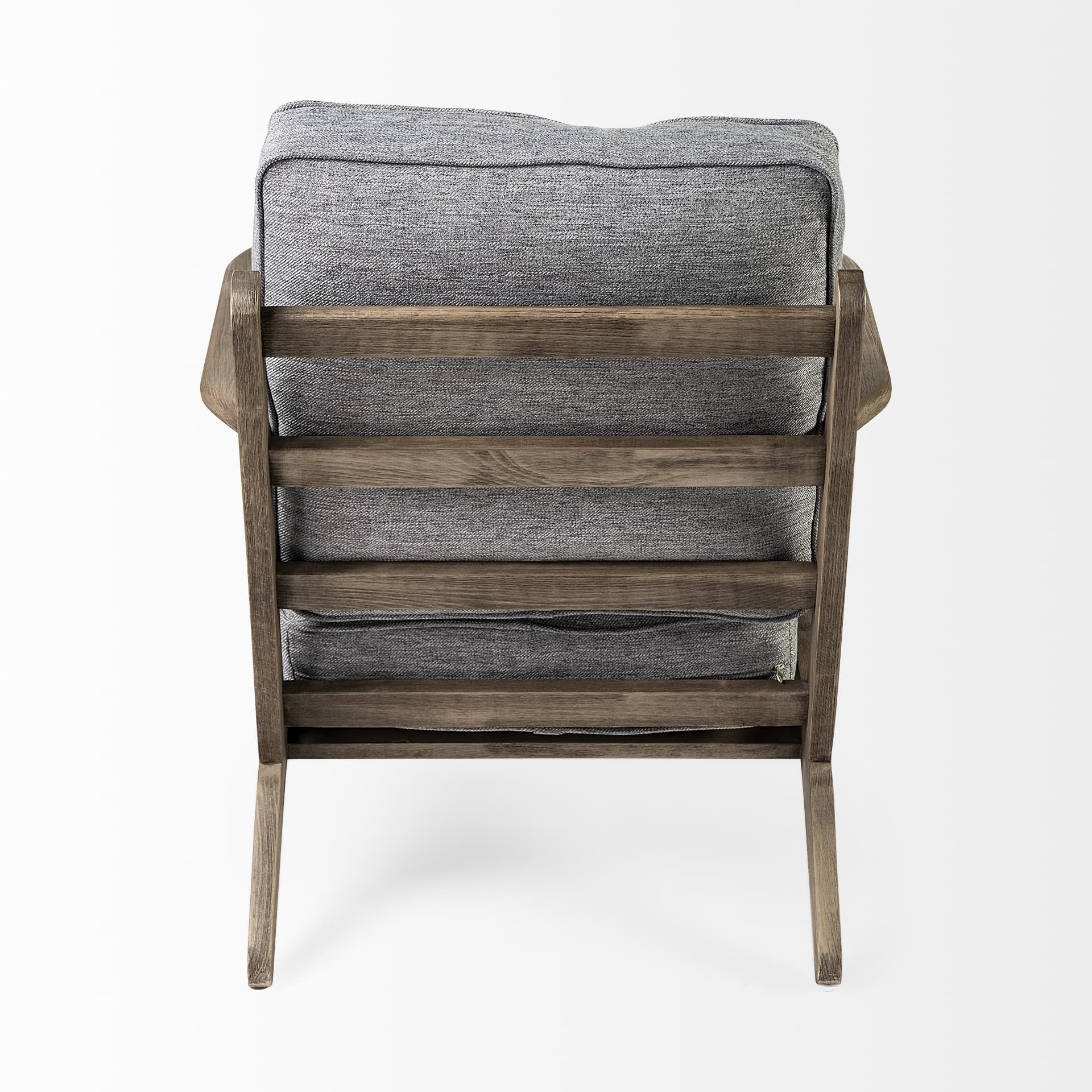 Olympus V Castlerock Grey Fabric Wrapped Brown Wooden Frame Accent Chair — product photograph