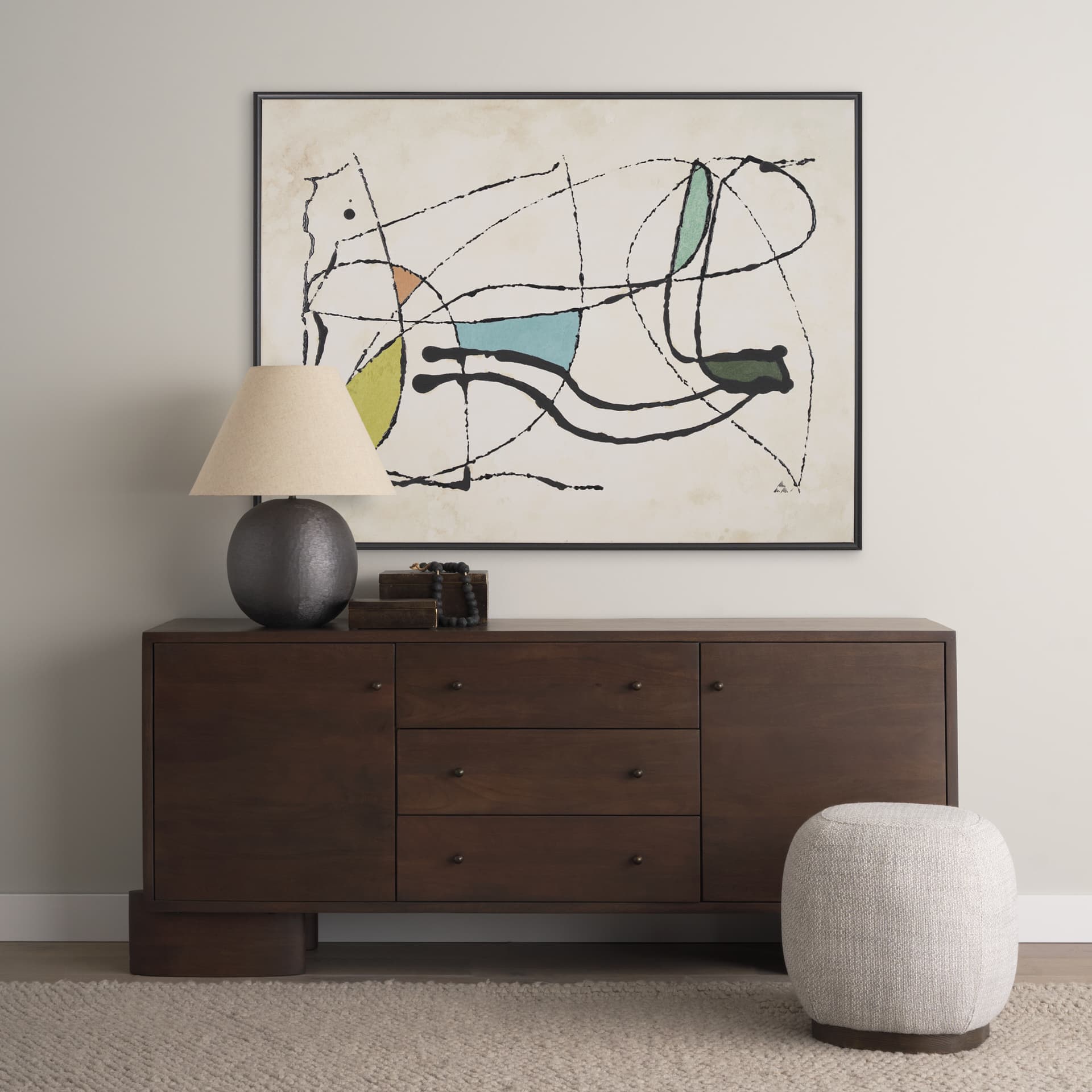 Vintage Vibes II by Mercana Studio a Hand Embellished Textured Framed Canvas — in a styled room