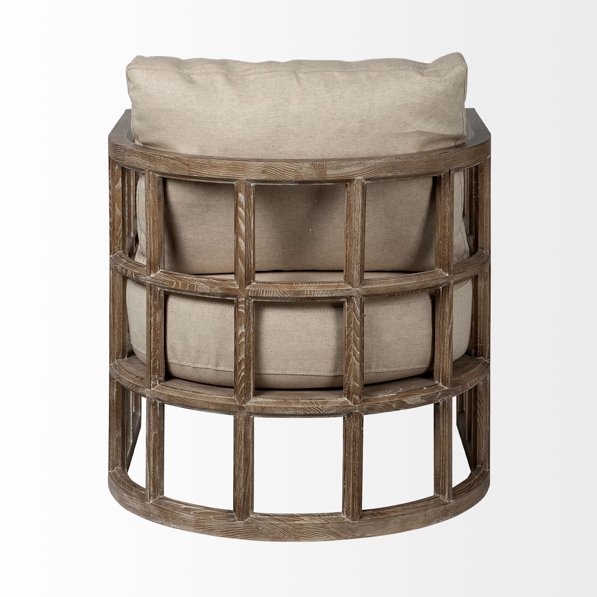 Skylar II Tan Fabric Covered Cushioned Demi-Lune Wooden Frame Accent Chair — product photograph
