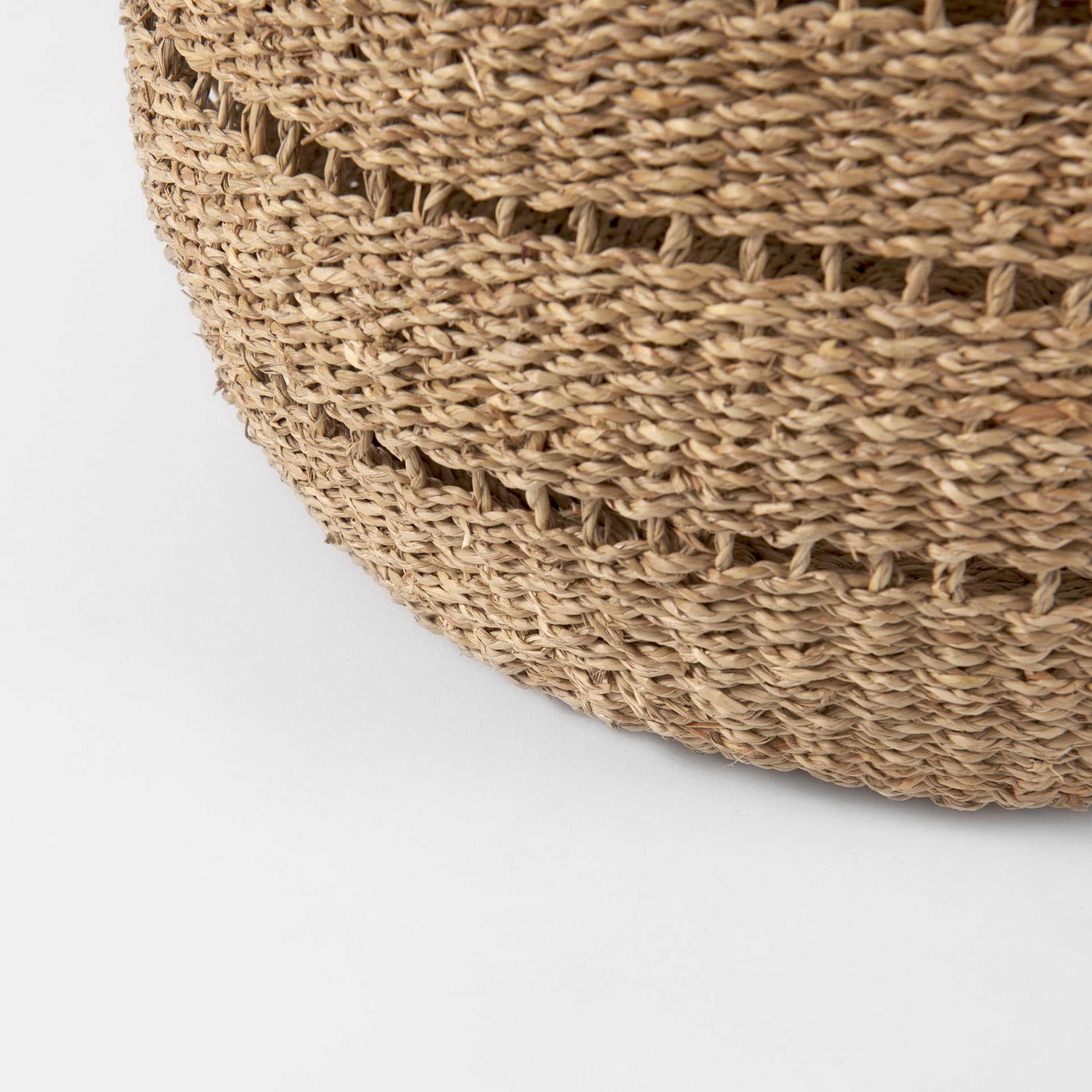 Hayes 17.7L x 17.7W x 11.8H (Set of 2) Medium Brown Seagrass Round Basket with Stripe Pattern — product photograph