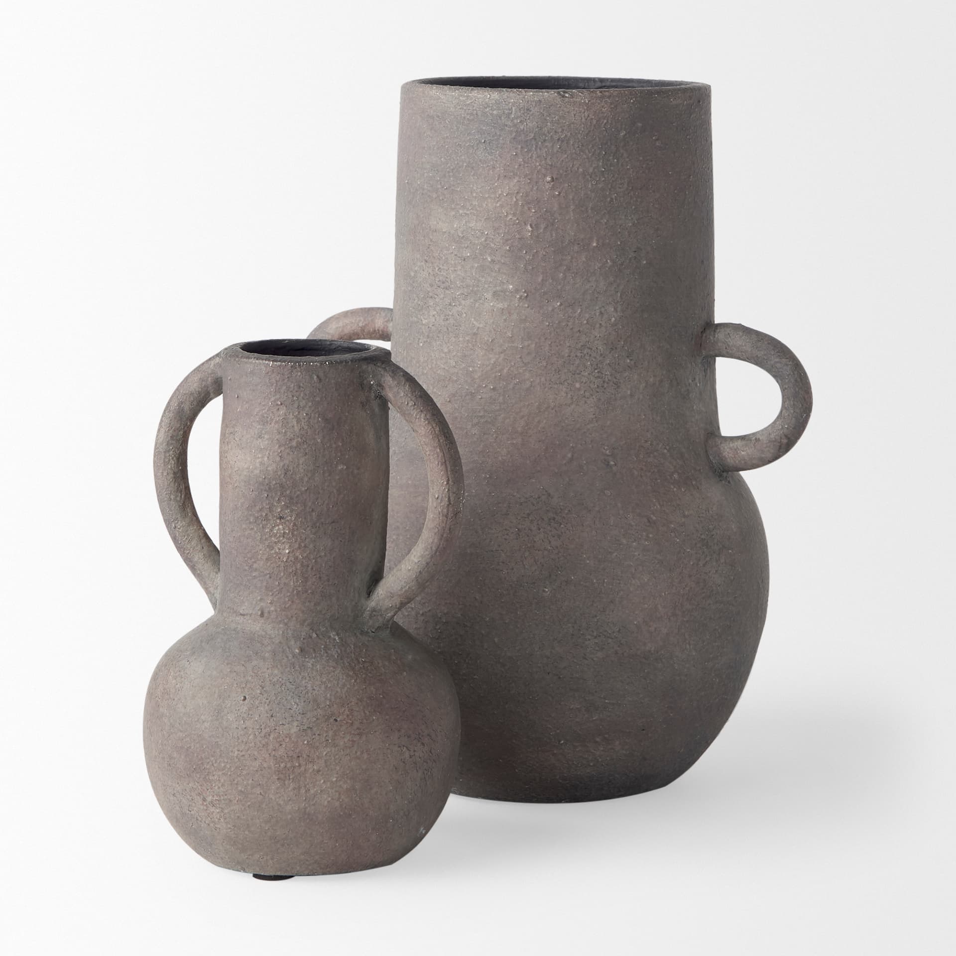 Armani 10.4H Brown-Gray Double Ear Ceramic Vase — product photograph