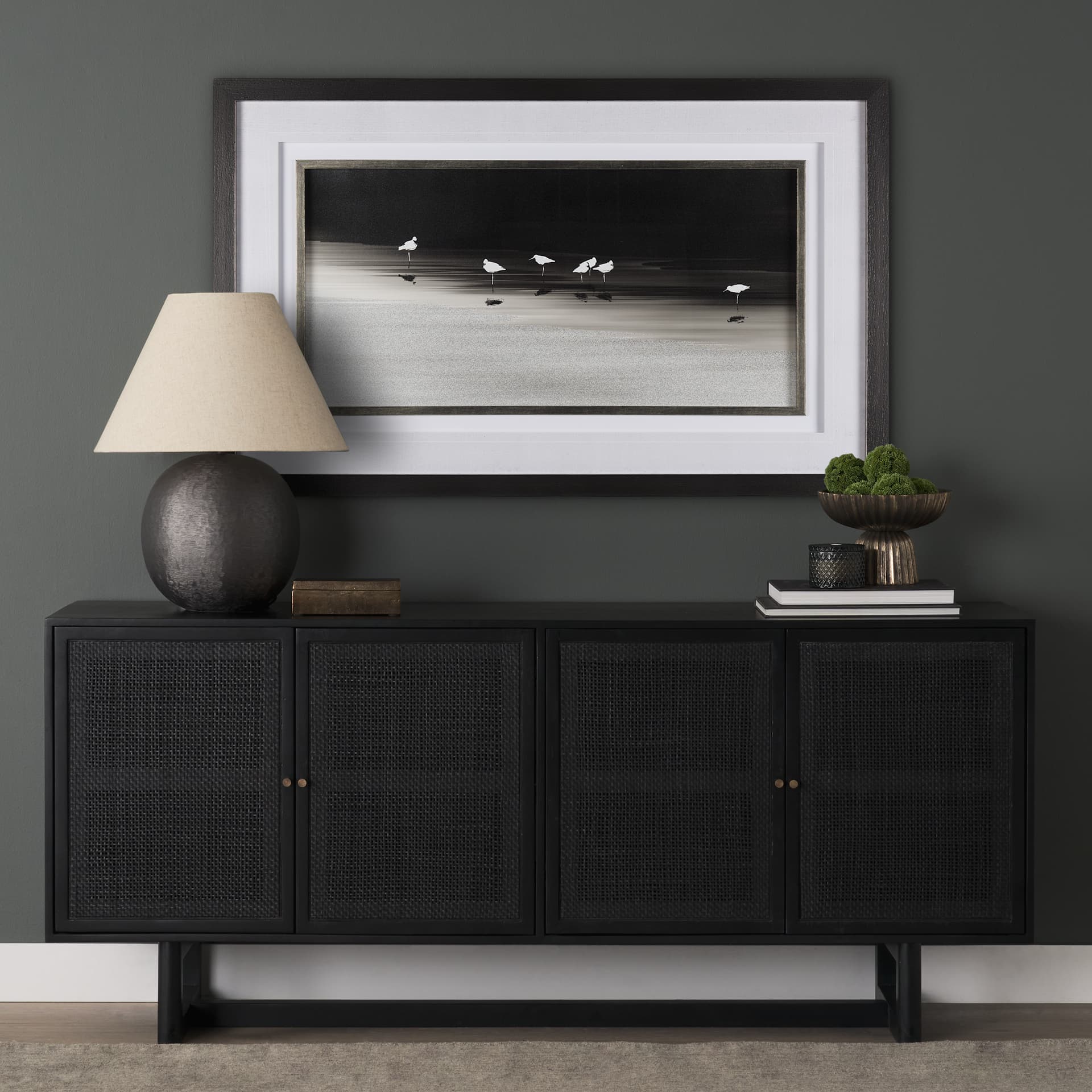Social by Mercana Studio a Hand Embellished Textured Framed Photo Art Print Matted under Glass — in a styled room