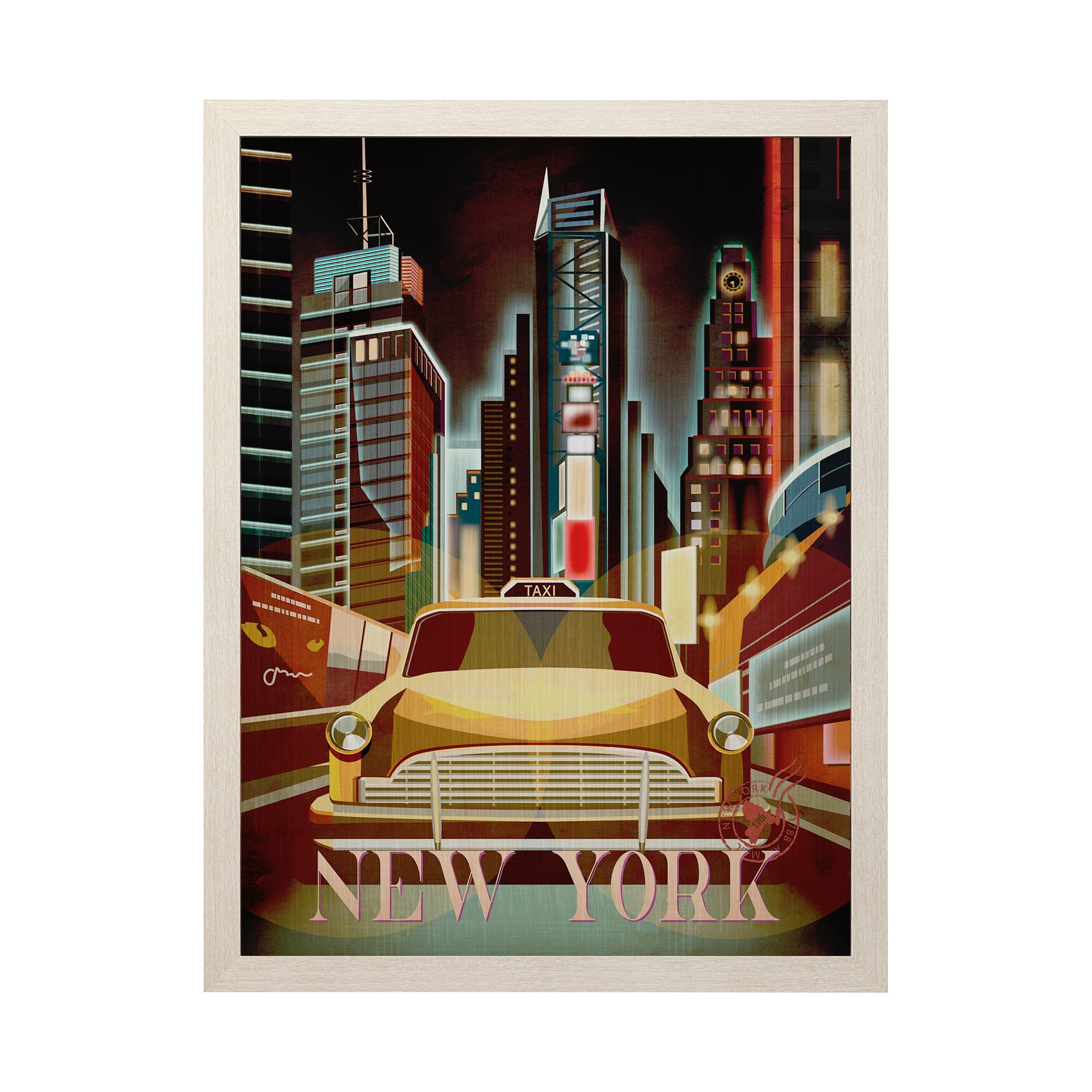 New York Go USA (L) by Mercana Studio a Hand Embellished Decograph Framed Art Print — product photograph