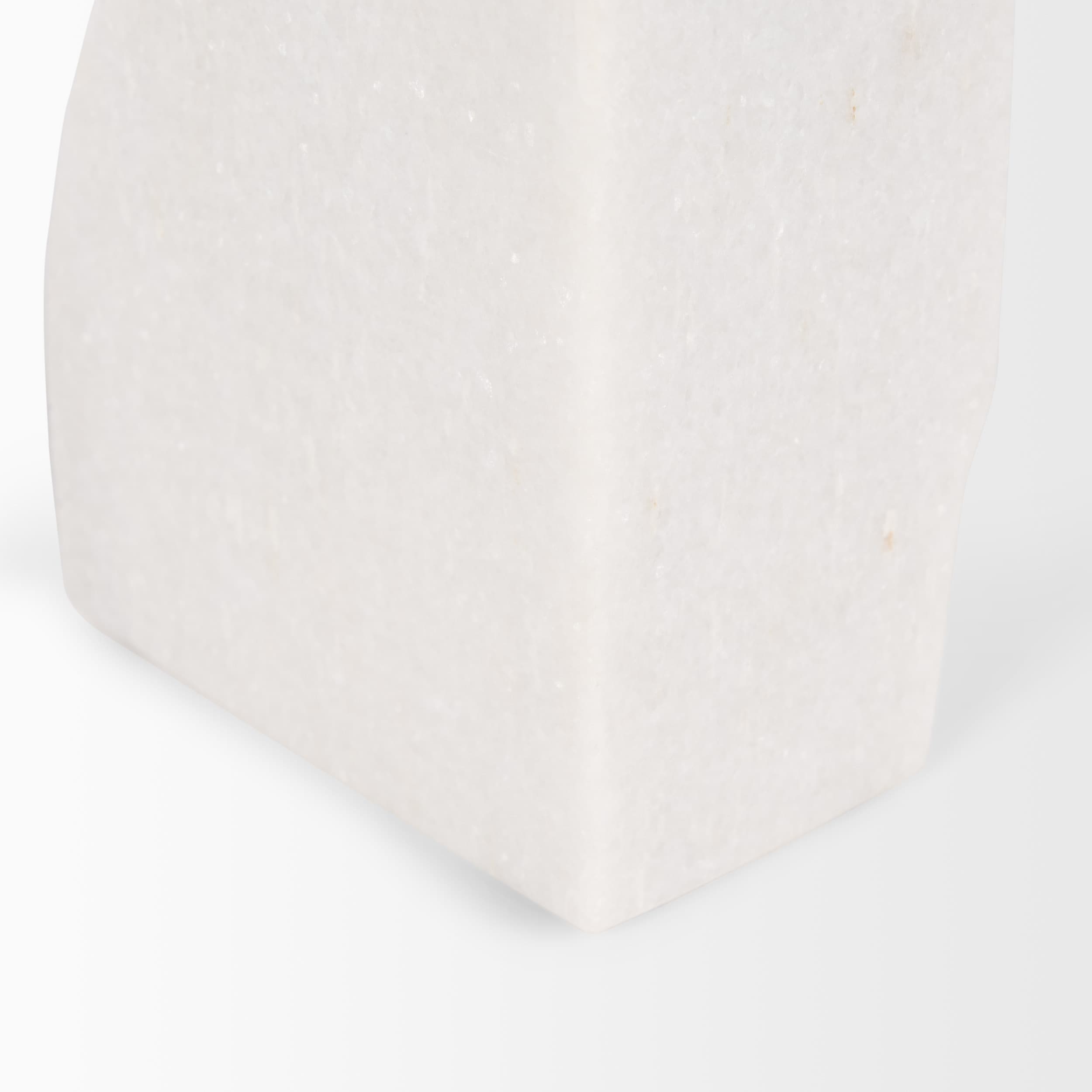 Stept White Marble Bookends w/rough carving (set of 2) — product photograph