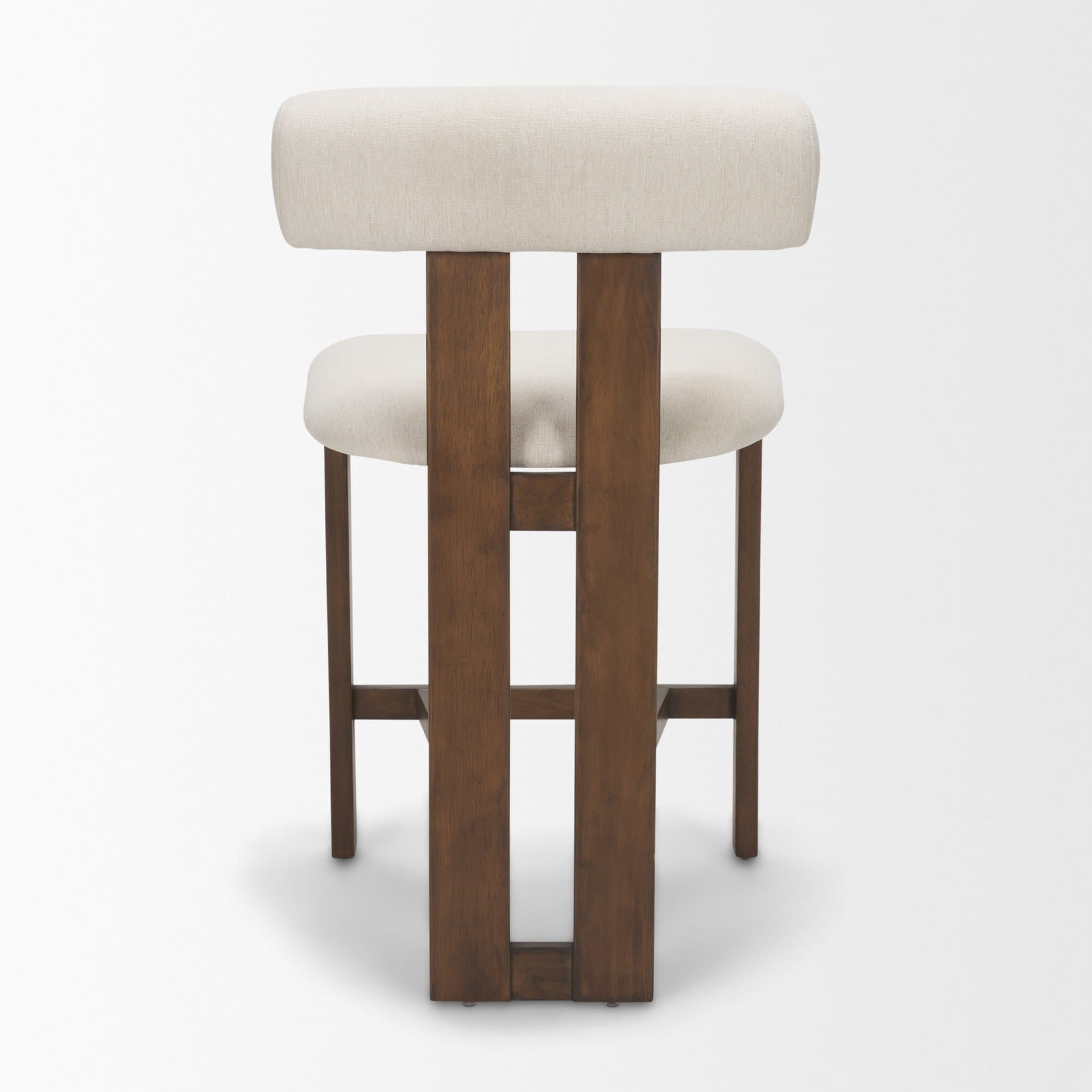 Tribeca Open Back 36.5in Seat Counter Stool | Cream Fabric w/ Wood — product photograph