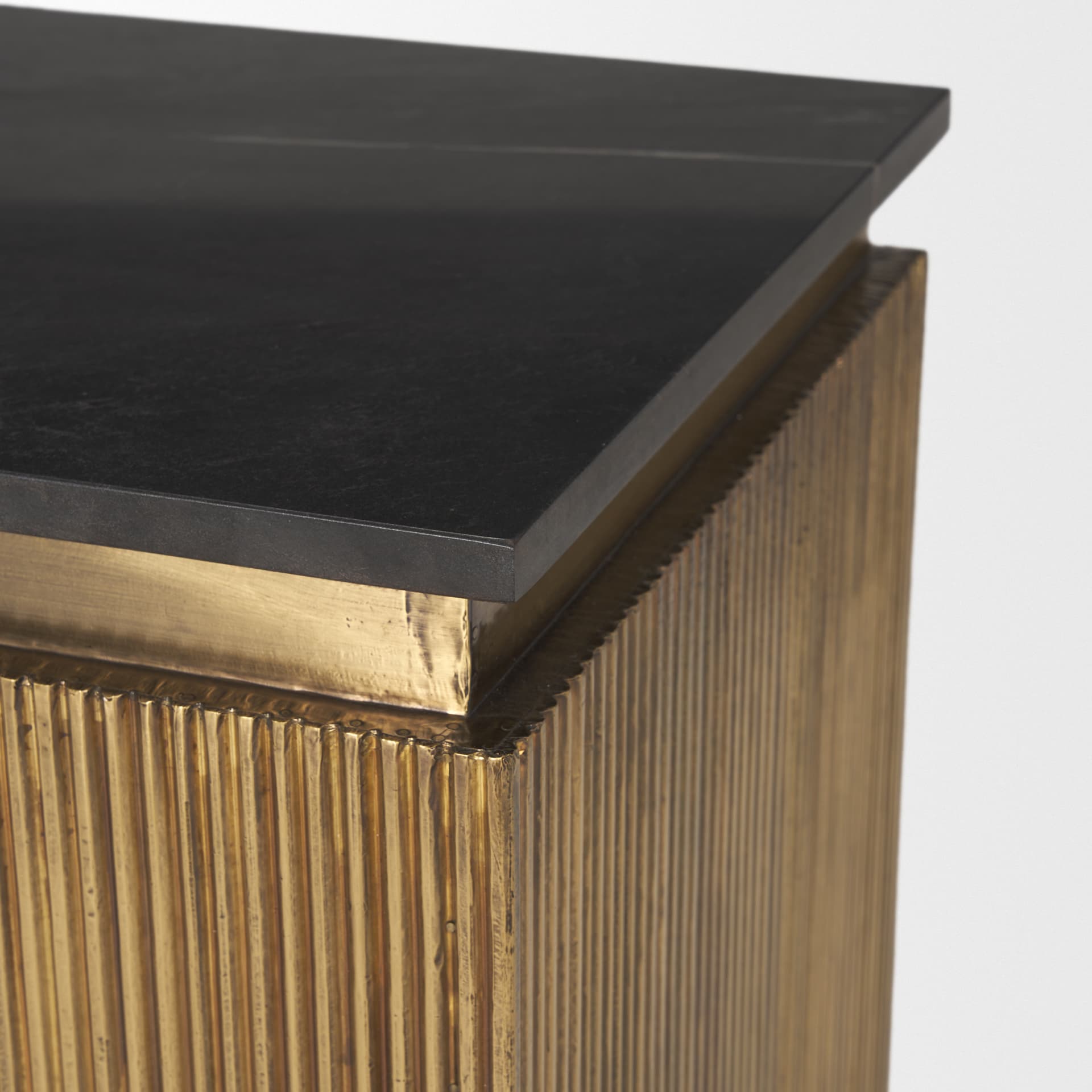 Satima Black Marble w/ Gold Metal Square Fluted Accent Table — product photograph