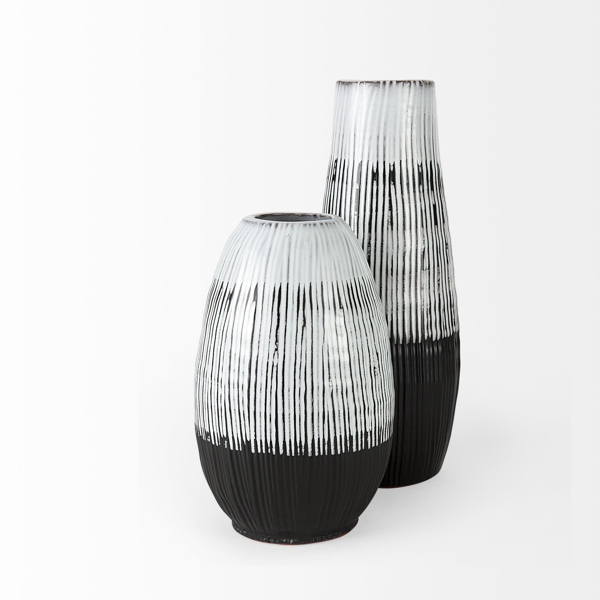 Tanami I Tall Dark Brown/White Ceramic Vase — product photograph