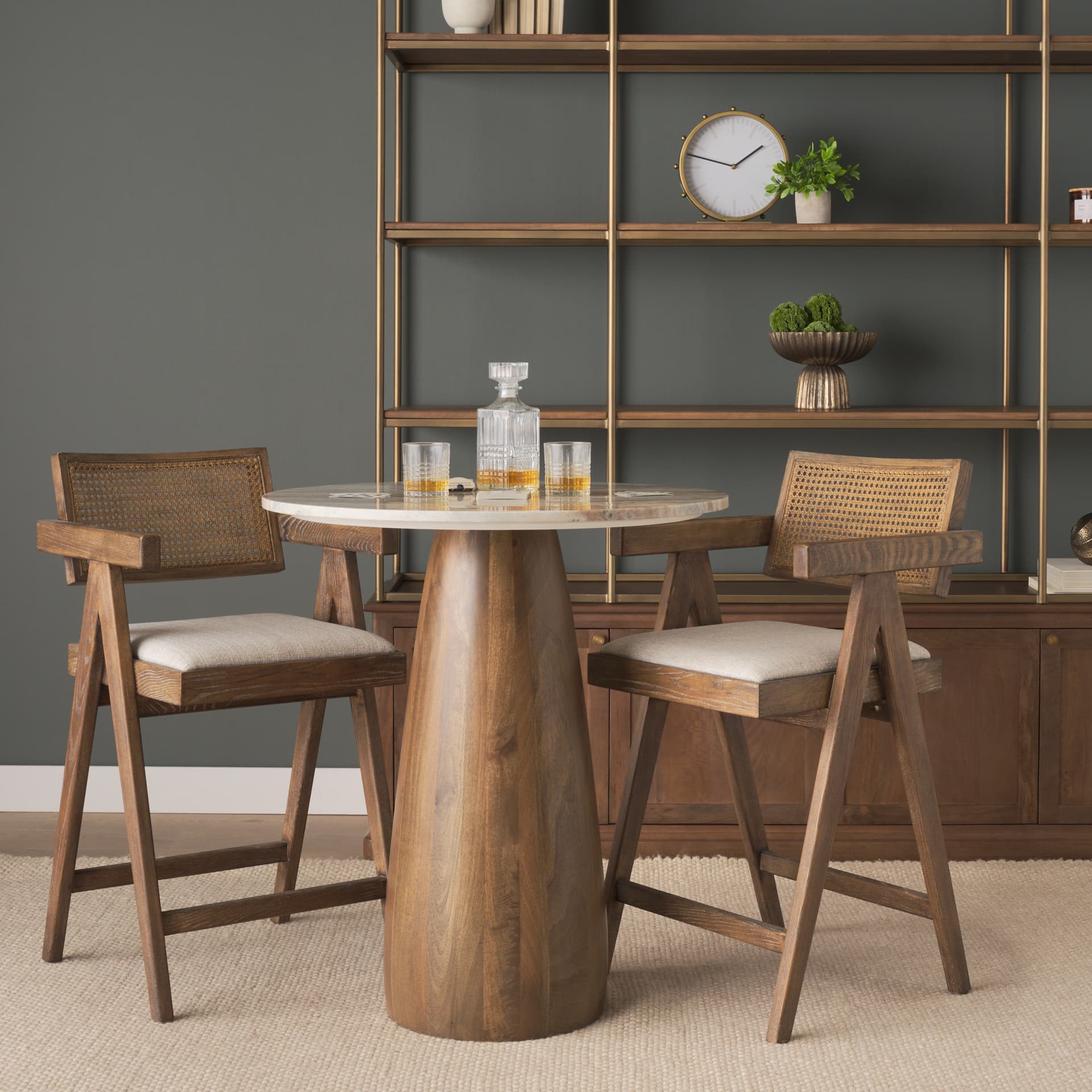 Indie Backless 38in Seat Counter Stool | Medium Brown — in a styled room