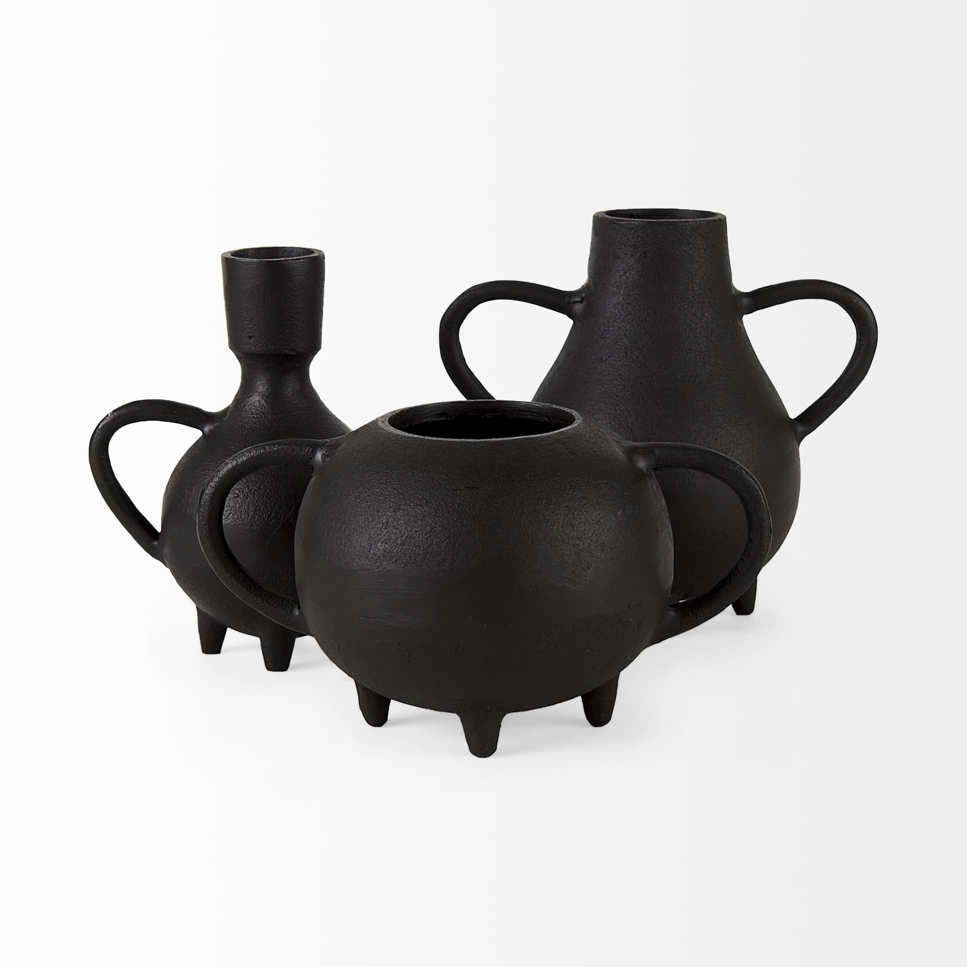 Cyrus Black Spherical Vase Decorative Object — product photograph