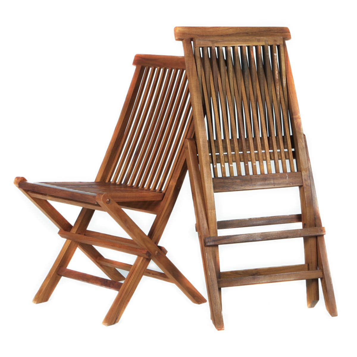 2-Piece Teak Foldable Wood Patio Chairs — product photograph