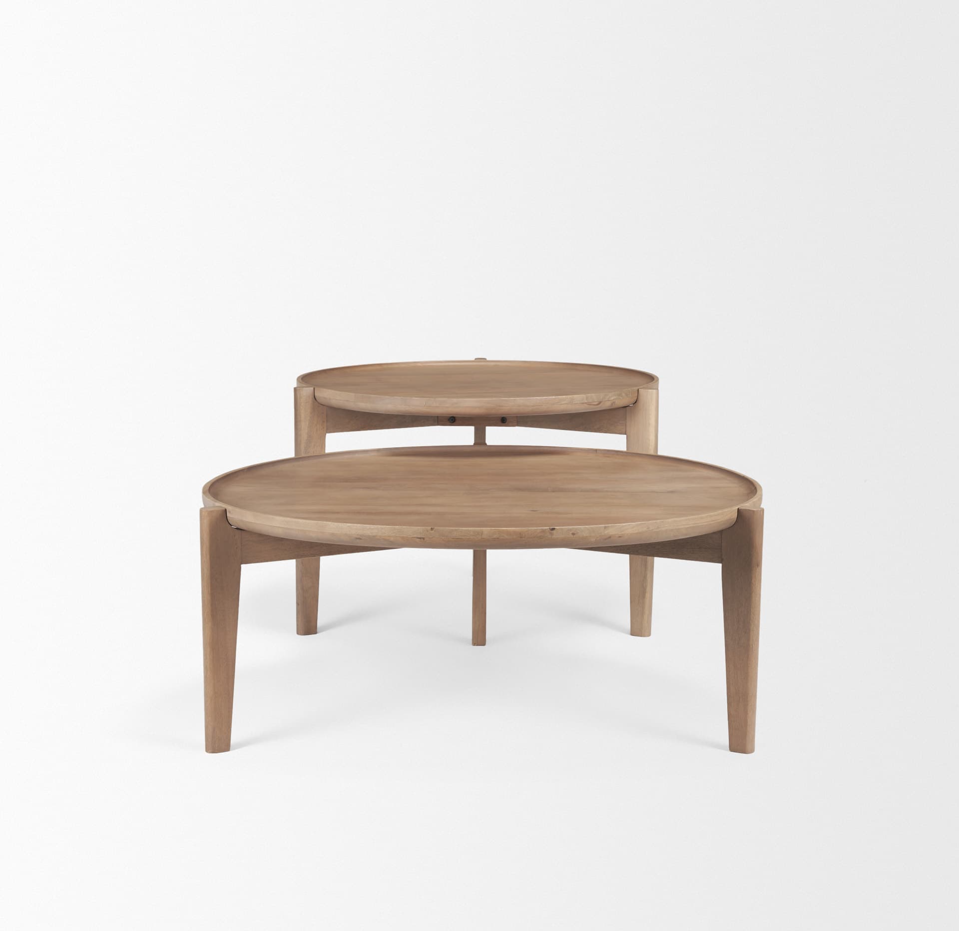 Cleaver (Set of 2) 40" & 31" Round Brown Solid Wood Nesting Coffee Tables — product photograph