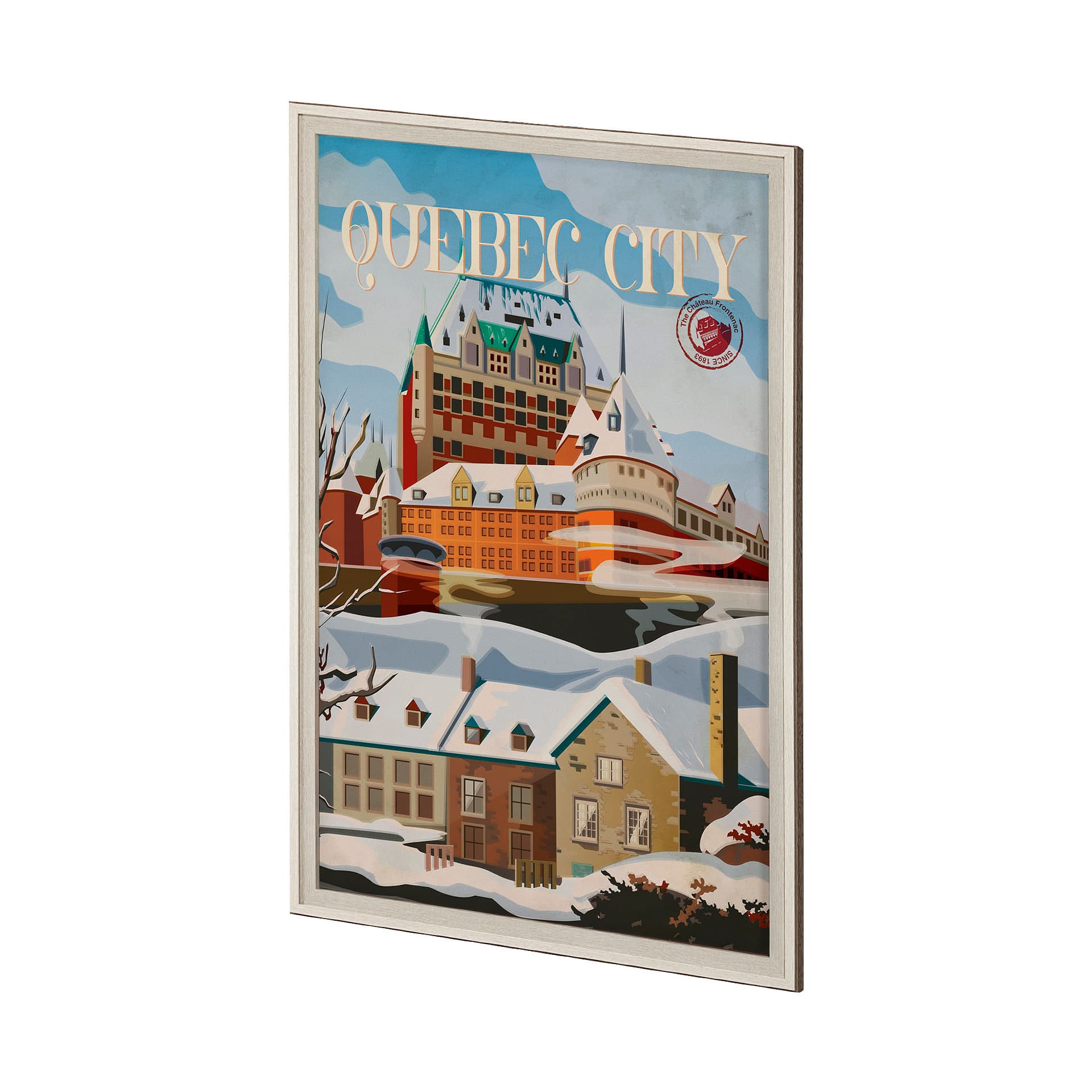 Quebec City Go Canada (XL) by Mercana Studio Hand Embellished Decograph Framed Art Print under Glass — product photograph