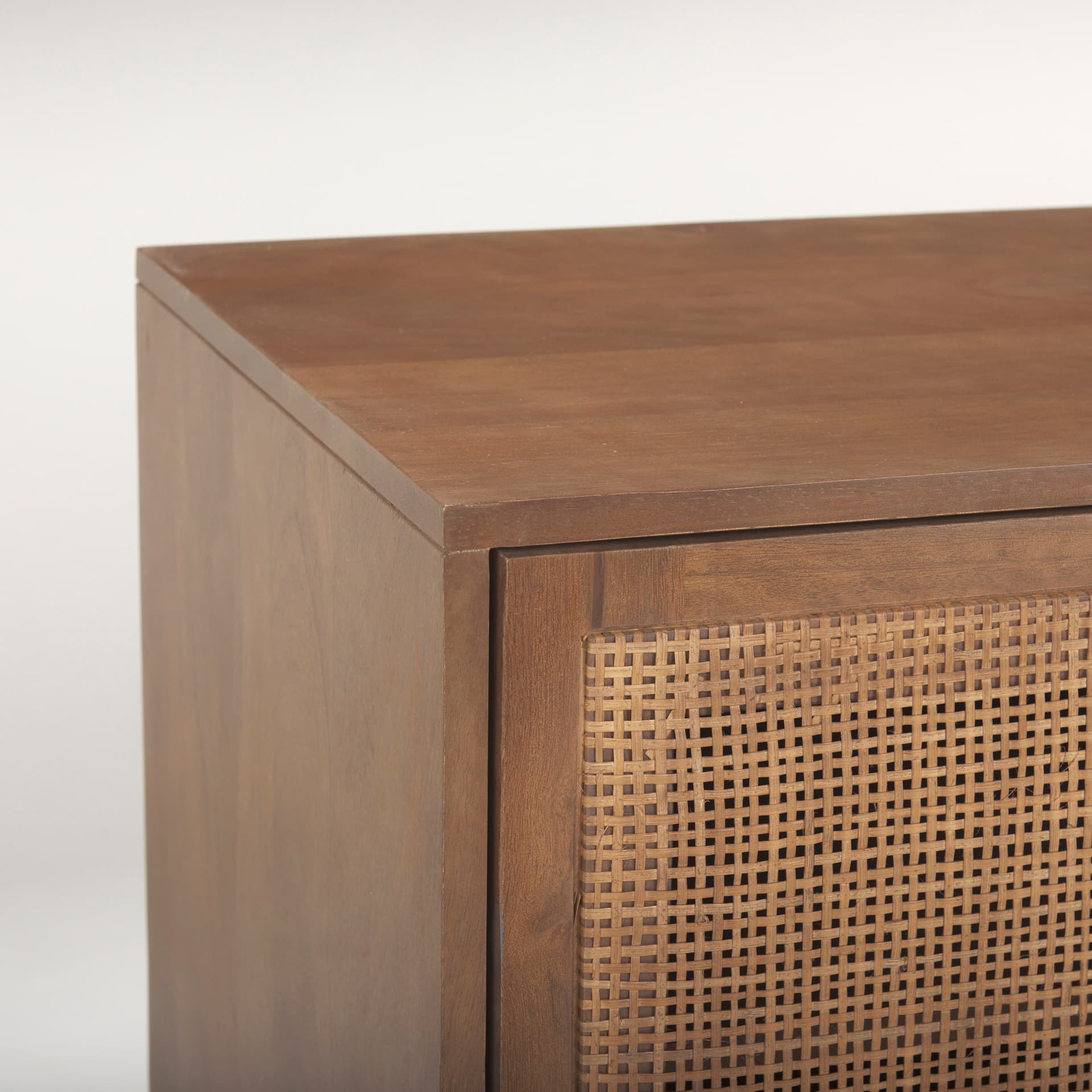 Grier 65" Medium Brown Wood W/ Cane Media Console — product photograph