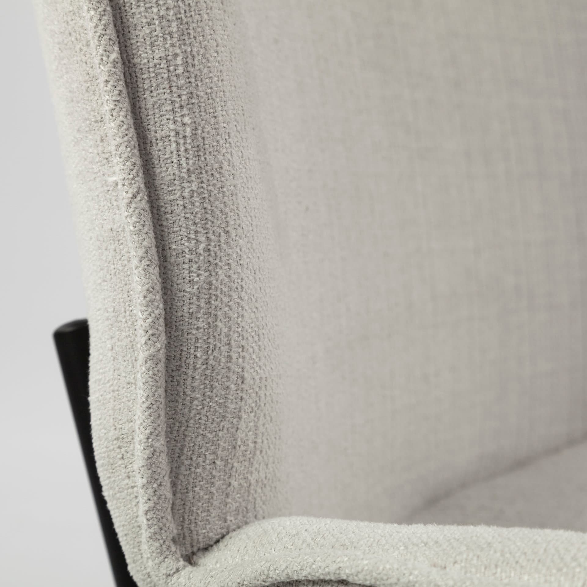Inala Curved Back Dining Side Chair | White Fabric w/ Black Metal — product photograph