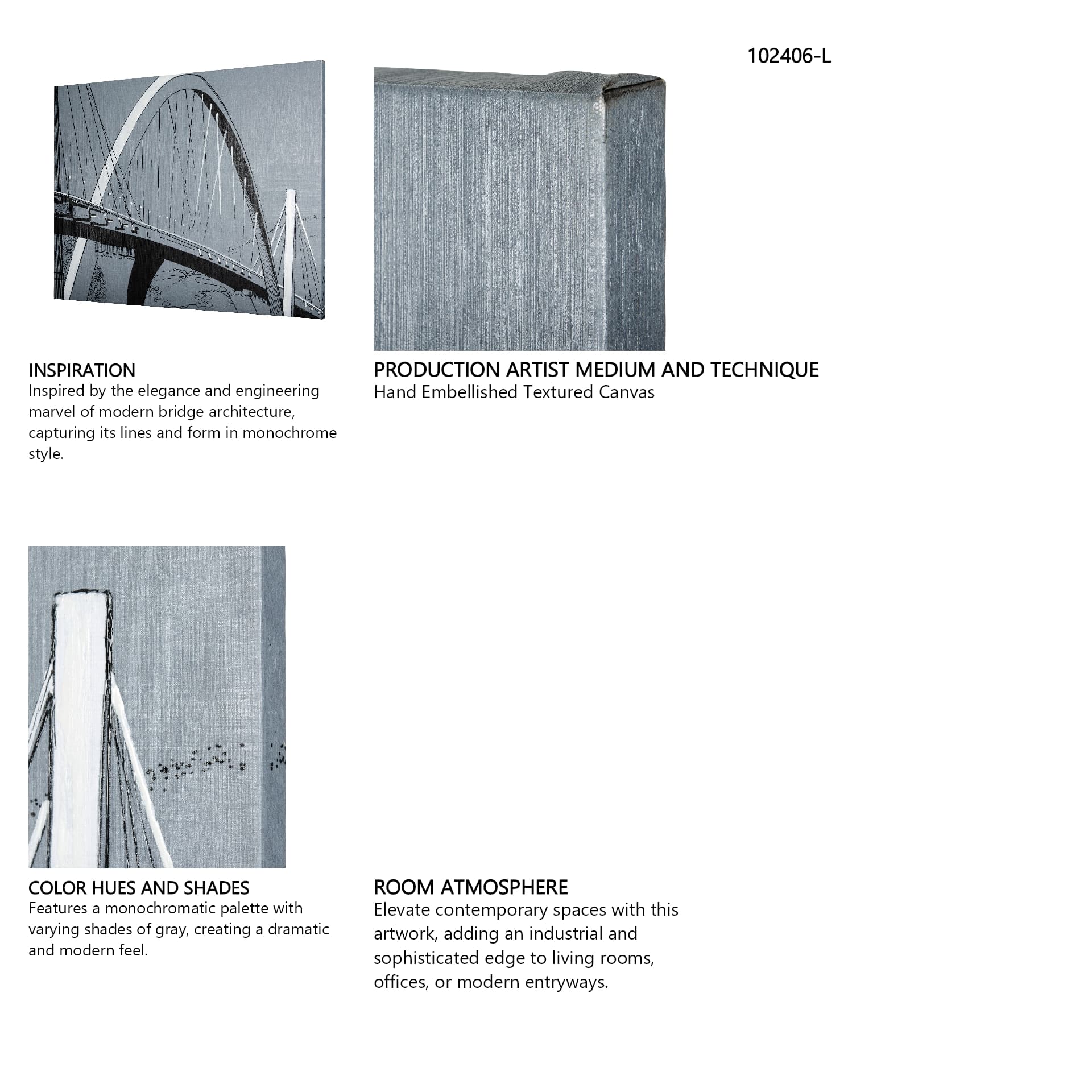 Bridge I by Mercana Studio a Hand Embellished Textured Canvas — in a styled room