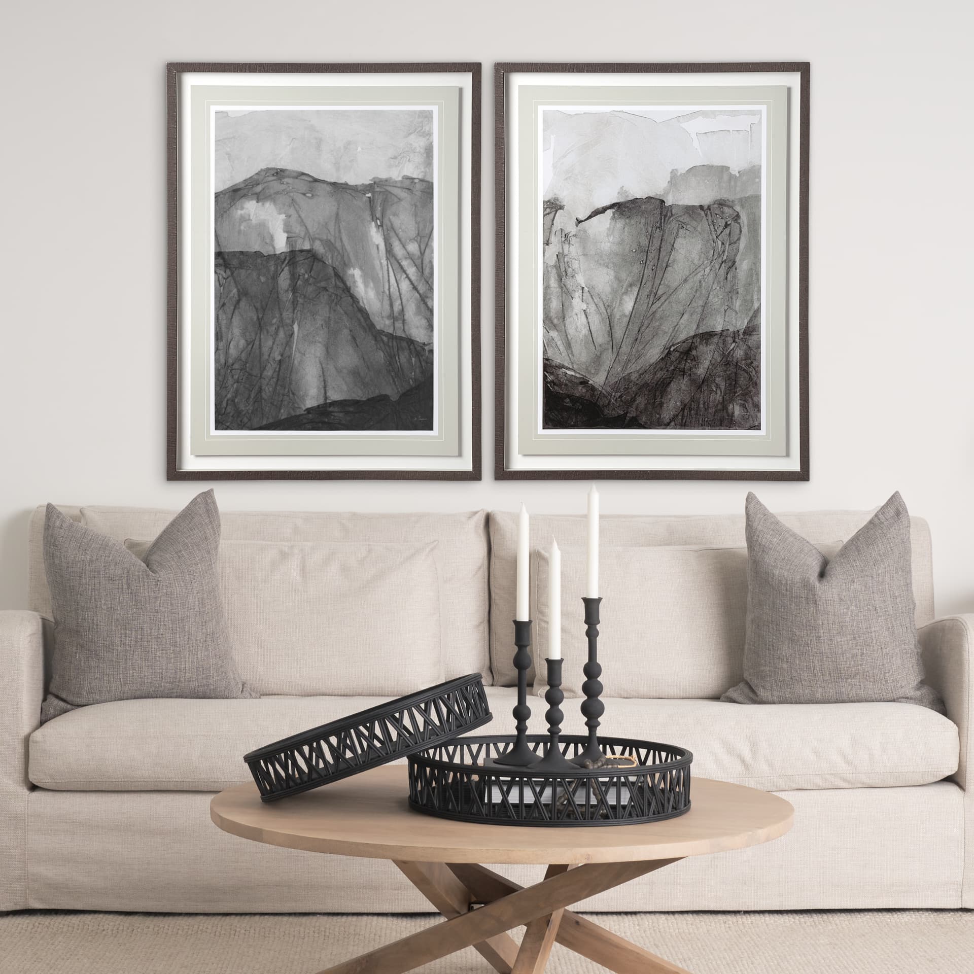 Rising Ridge I by Mercana Studio a Hand Embellished Textured Framed Art Print Matted under Glass — in a styled room