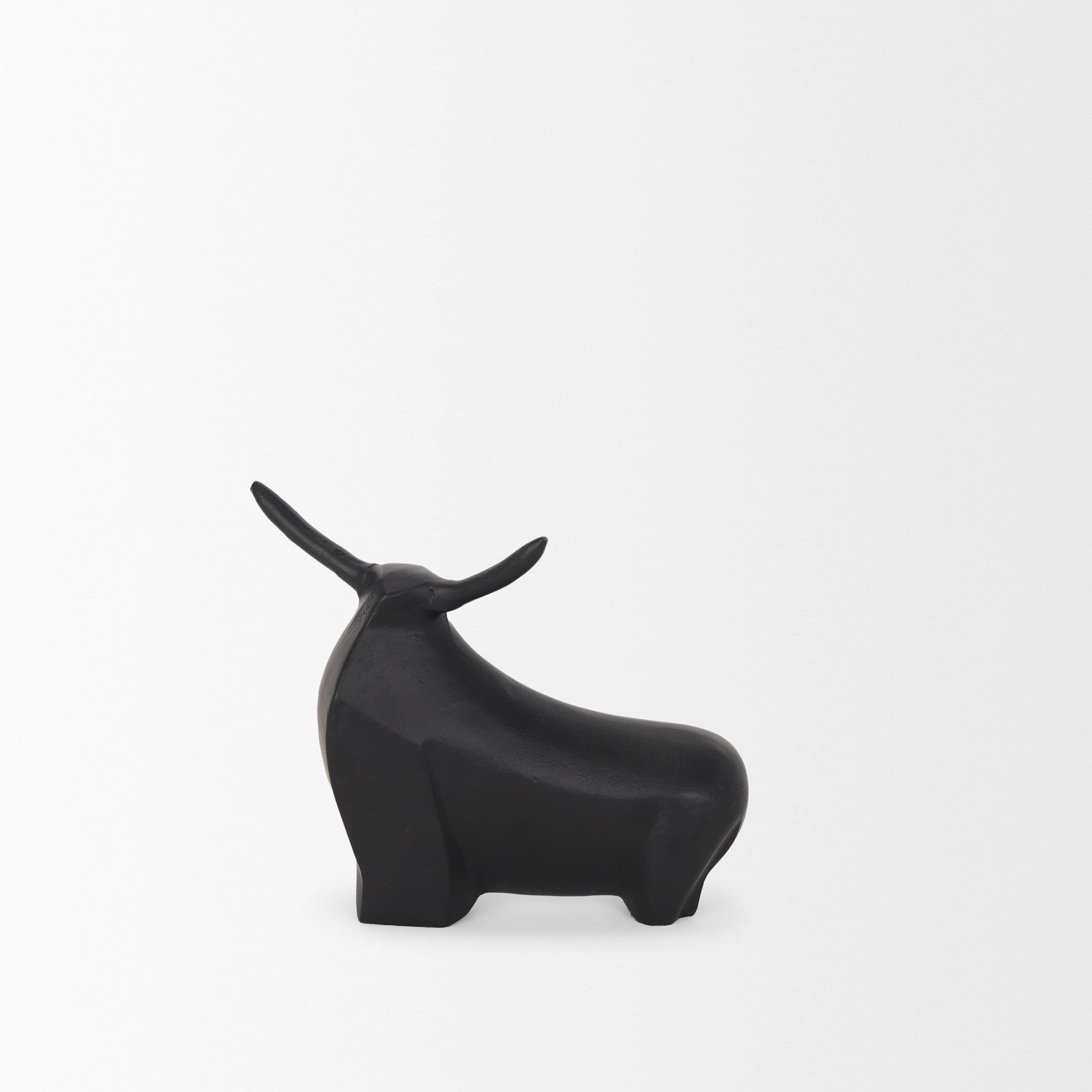 Radu Small Matte Black Metal Bull Decorative Object — product photograph
