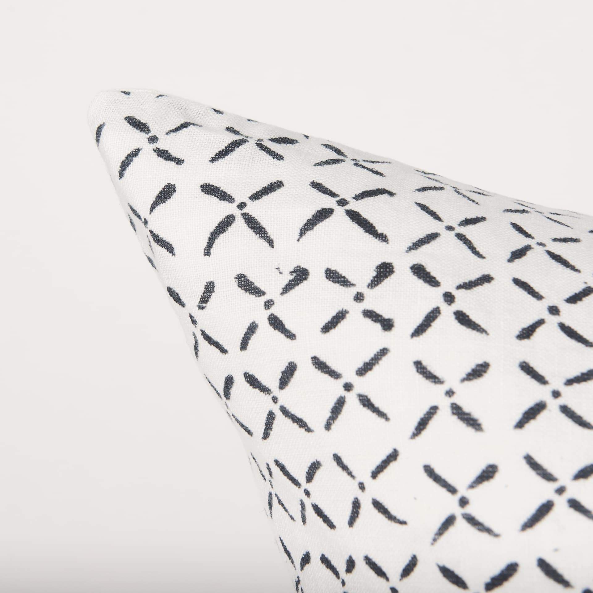 Jayden 22x22 Cream w/ Black Print Linen Square Pillow Cover — product photograph