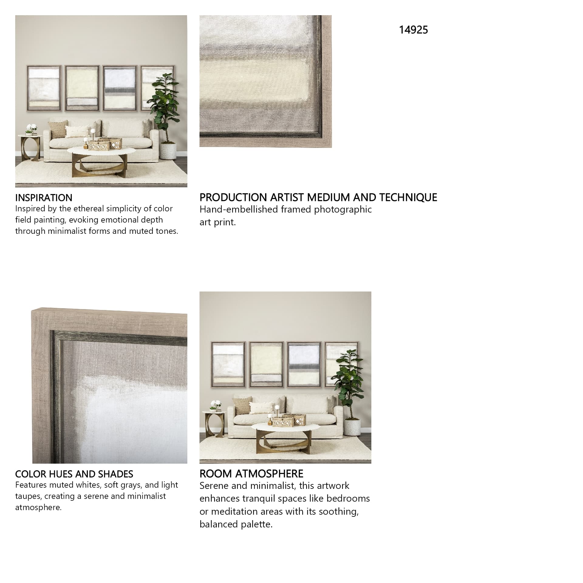 Buff by Mercana Studio a Hand Embellished Textured Framed Art Photograph Matted under Glass — in a styled room