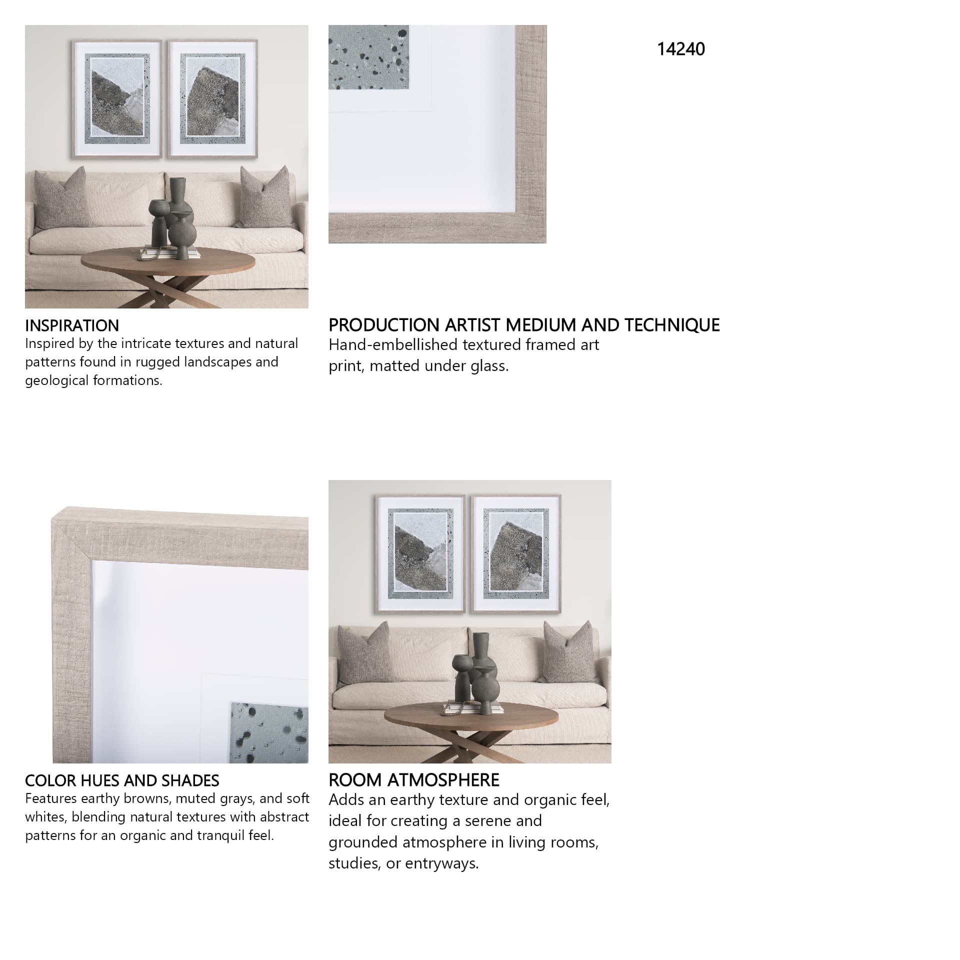 Mudslide III by Mercana Studio a Hand Embellished Textured Framed Art Print Matted under Glass — in a styled room