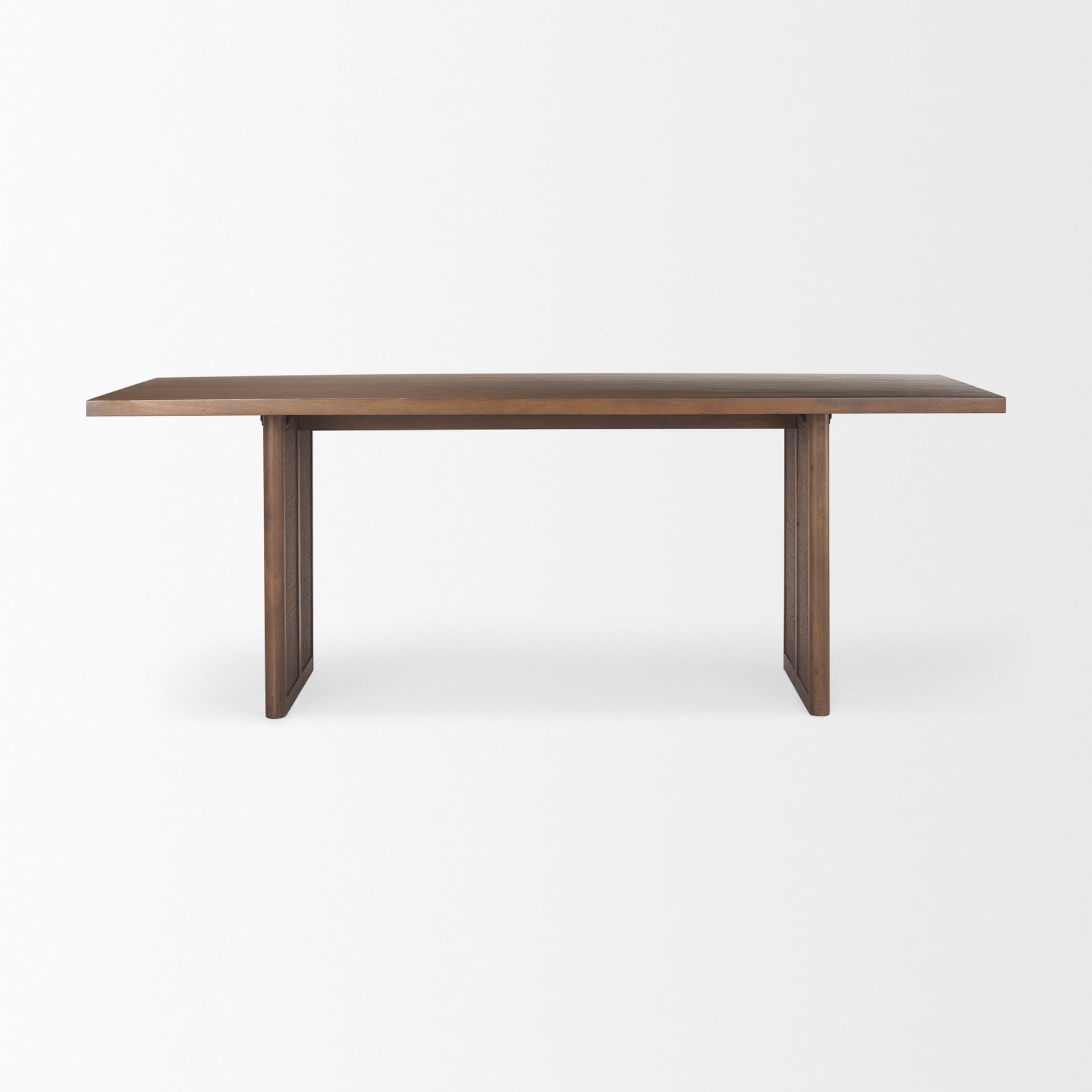 Grier 84"L x 38"W Dining Table | Med Brown Wood & Med Brown Wood Cane | Seats 8 — product photograph