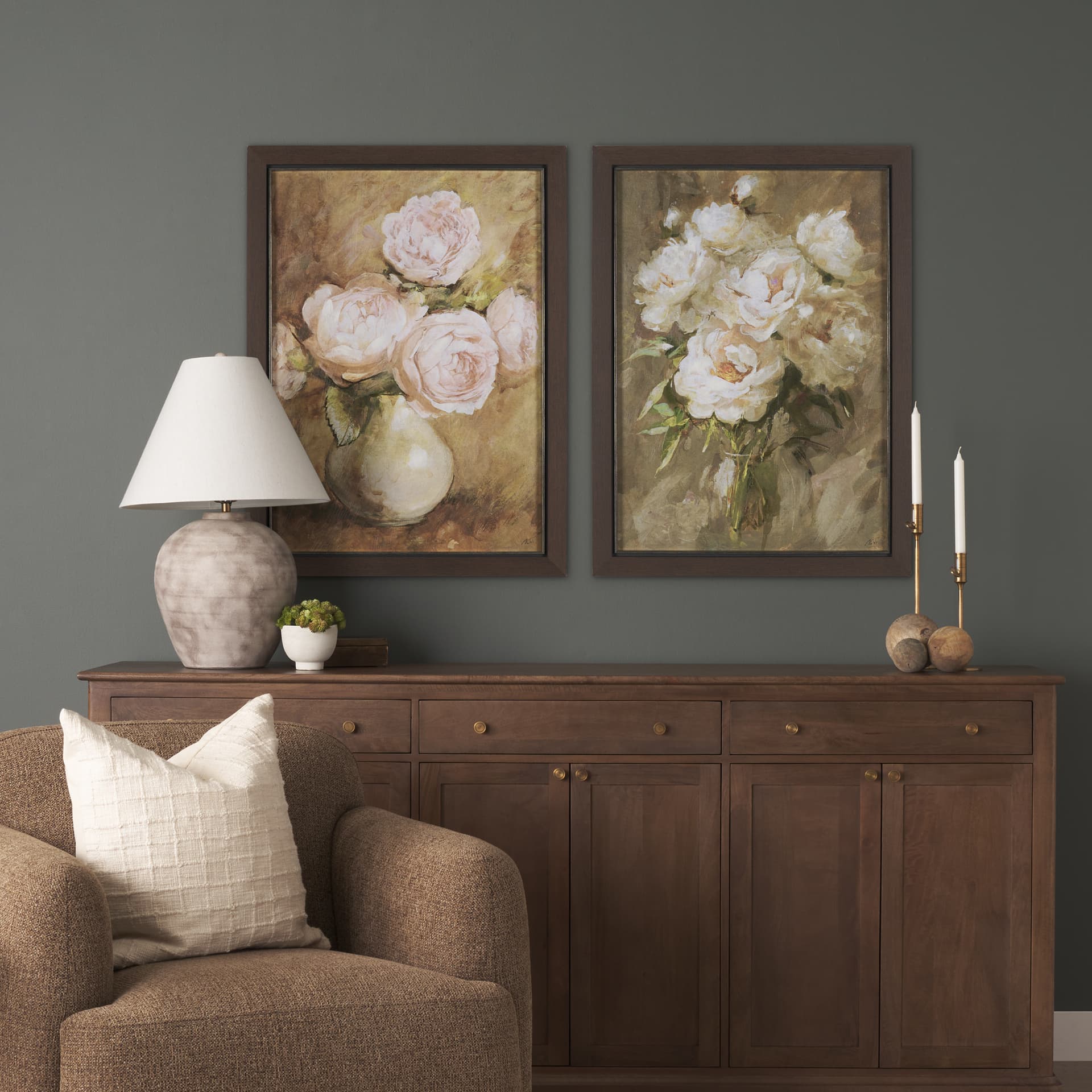 Fragrant Bloom by Mercana Studio Hand-Embellished Textured Framed Artwork Matted — in a styled room
