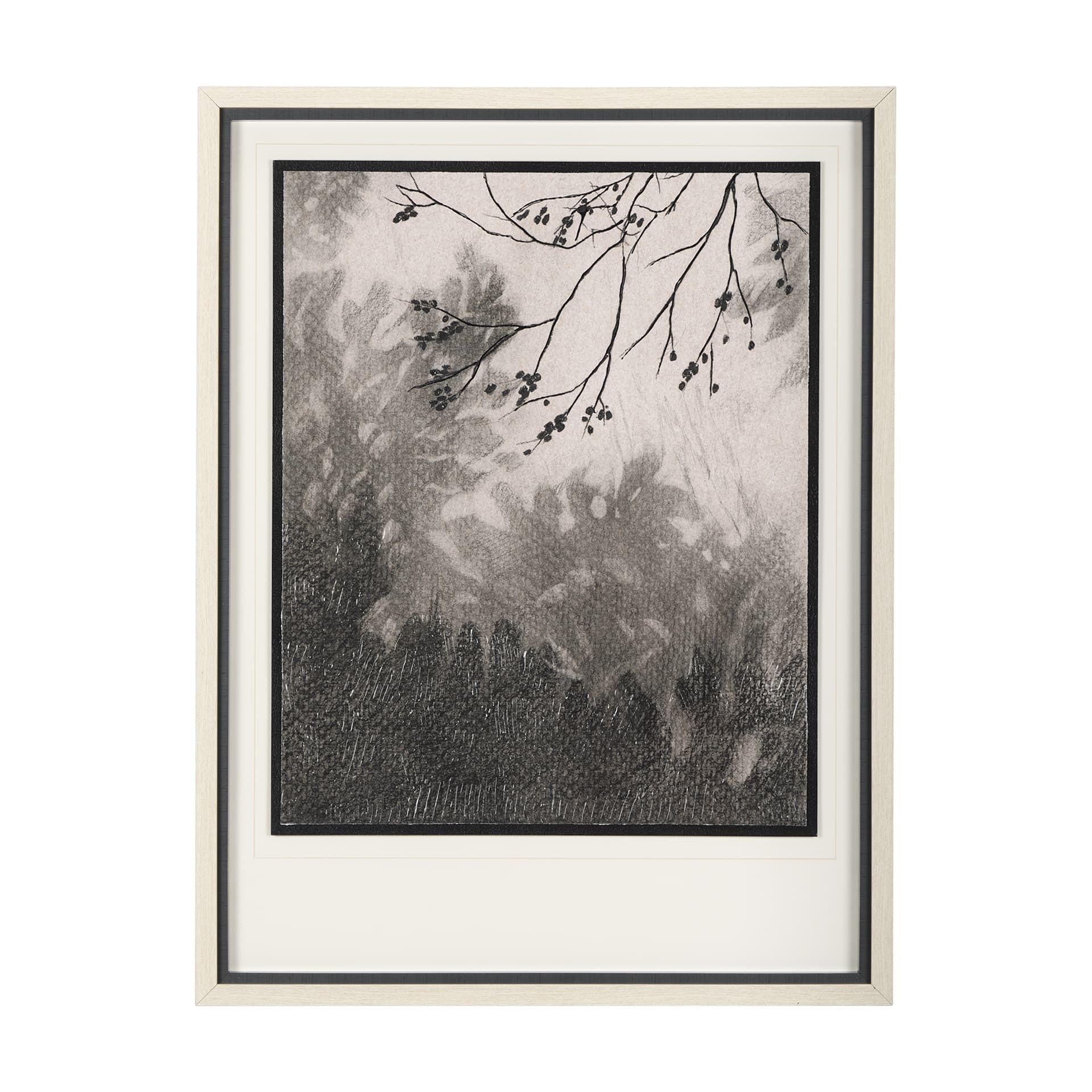 Leafy Shade II by Mercana Studio a Hand Embellished Textured Framed Art Print Matted under Glass — product photograph