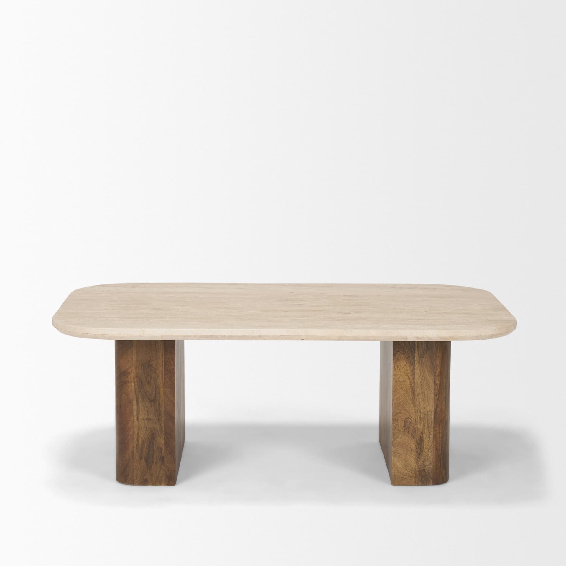 Symona Travertine and Mango Wood Rectangle Coffee Table — product photograph