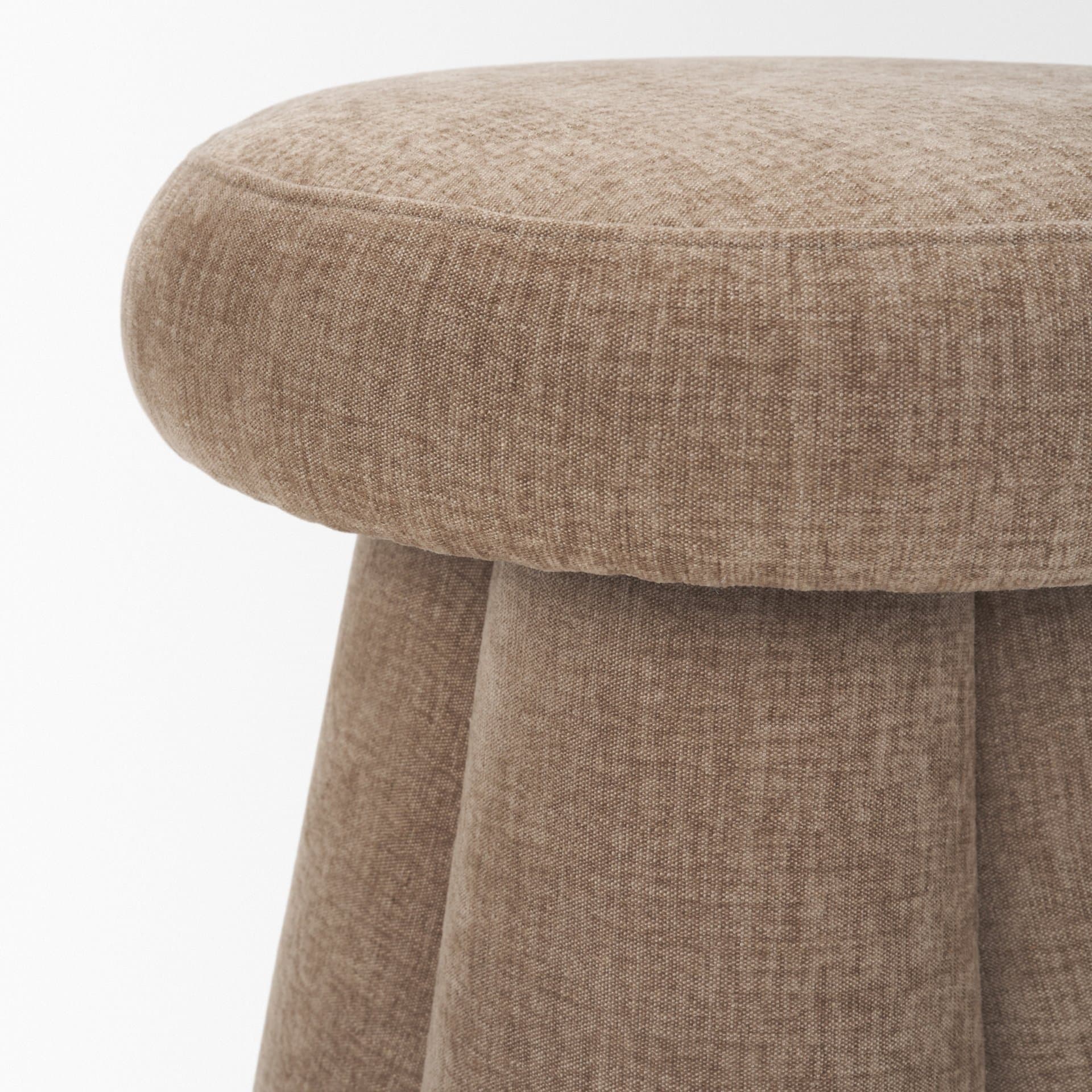 Oona Upholstered Ottoman | Stonewashed Latte Fabric | 3 Legs — product photograph